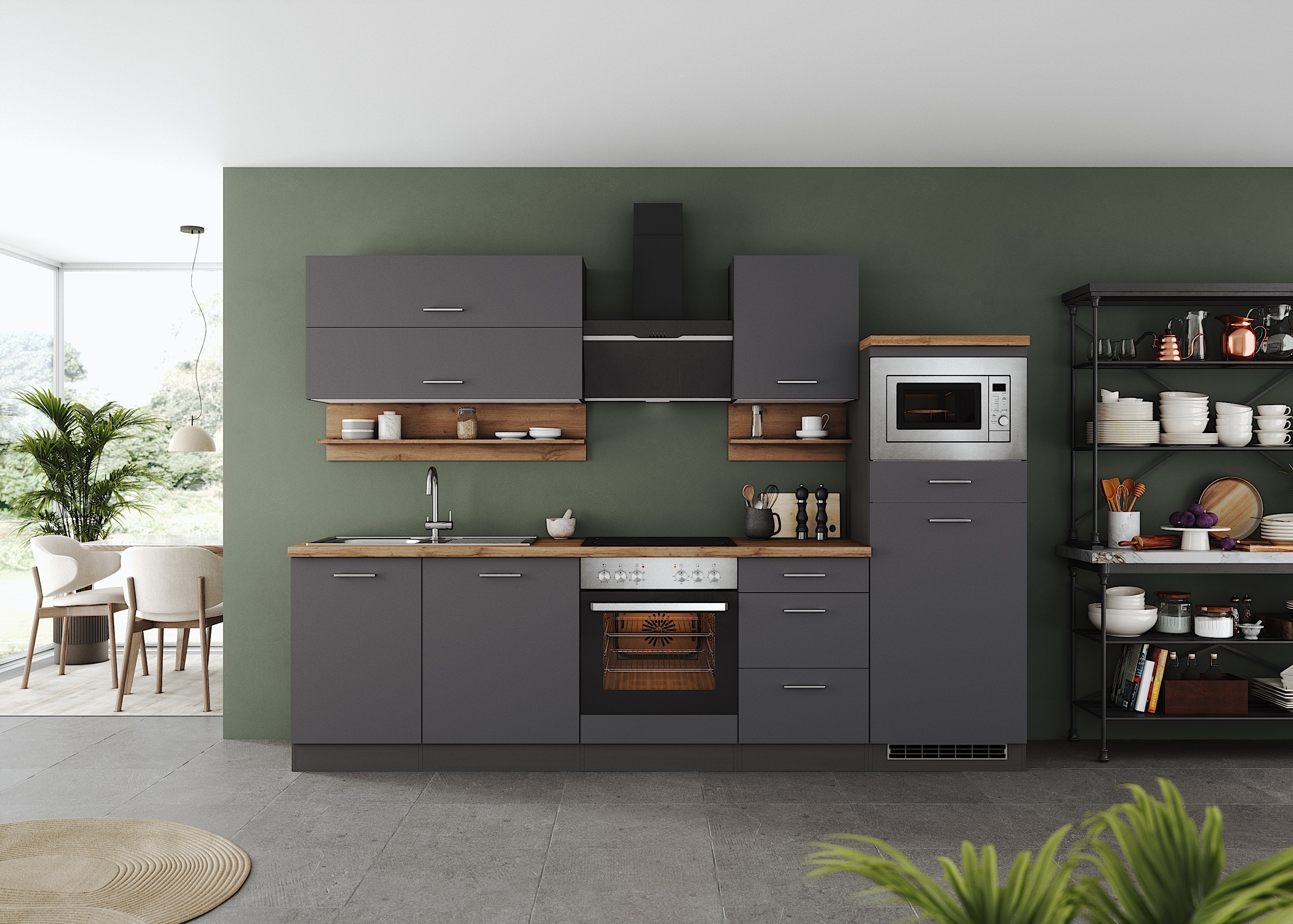 KOCHSTATION Küchenzeile »KS-Milan«, 280 cm breit, robuste Metallauszüge, vi günstig online kaufen