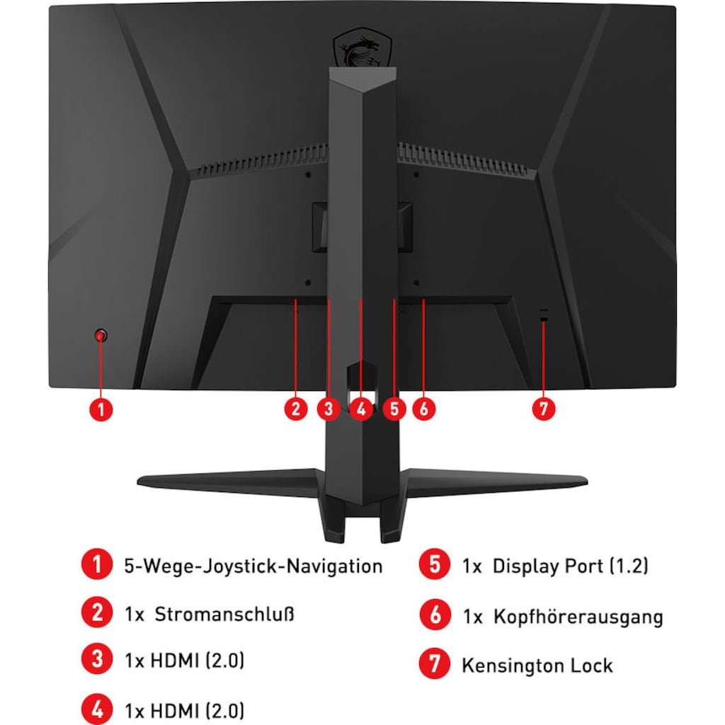 MSI Curved-Gaming-LED-Monitor »Optix G27CQ4P«, 69 cm/27 Zoll, 2560 x 1440 px, WQHD, 1 ms Reaktionszeit, 165 Hz