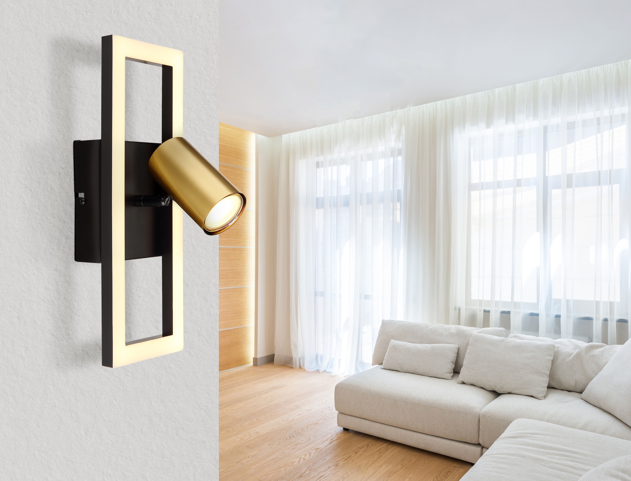 GLOBO LIGHTING LED Wandleuchte »MARRIE«, Leuchtmittel LED-Modul | LED fest integriert, Wandlampe/messing/opal/3000K/Flur/Wohnzimmer