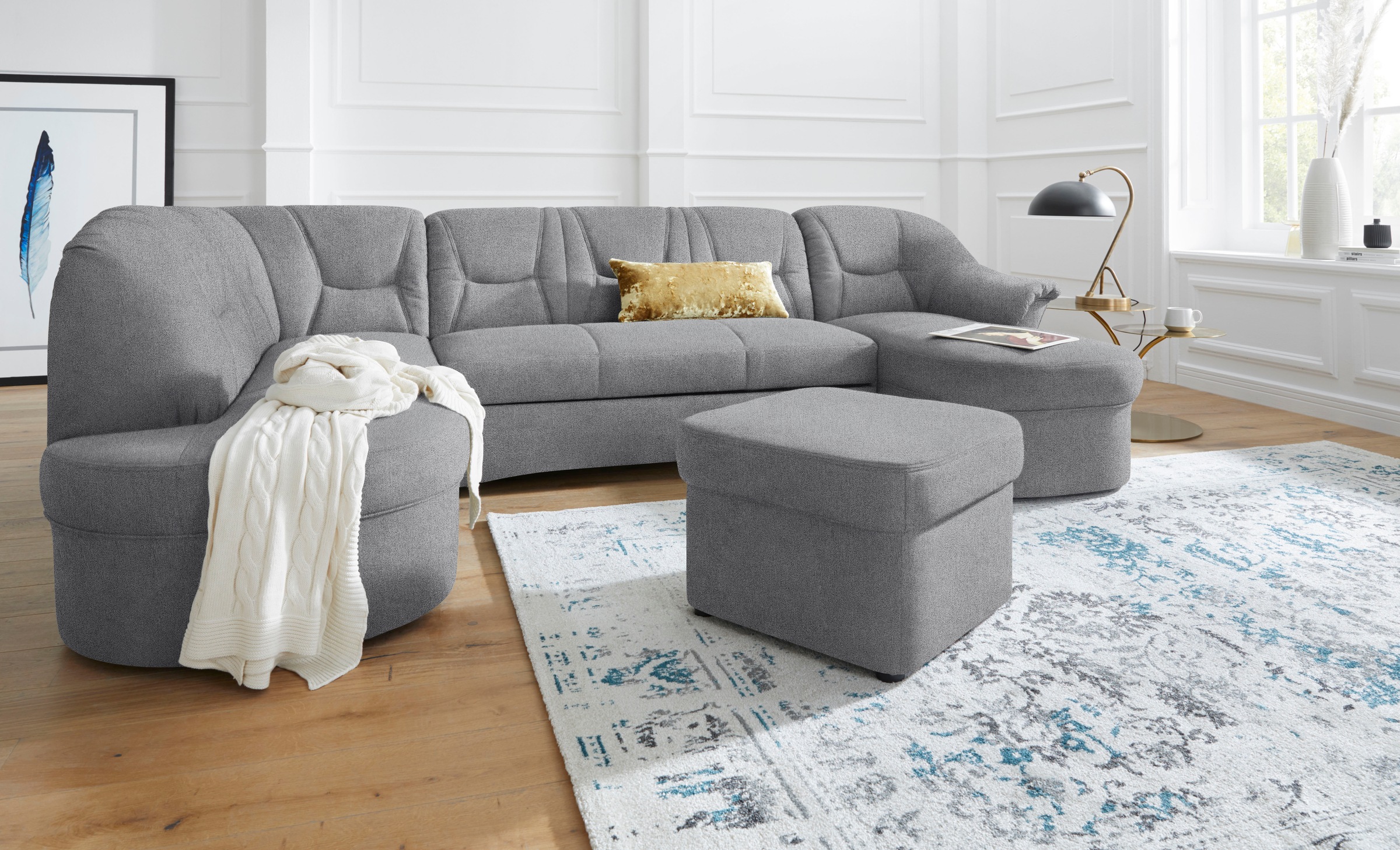 DOMO collection Wohnlandschaft »Sarafina, zeitlos und komfortabel, optional mit Federkern, U-Form«, wahlweise mit Bettfunktion
