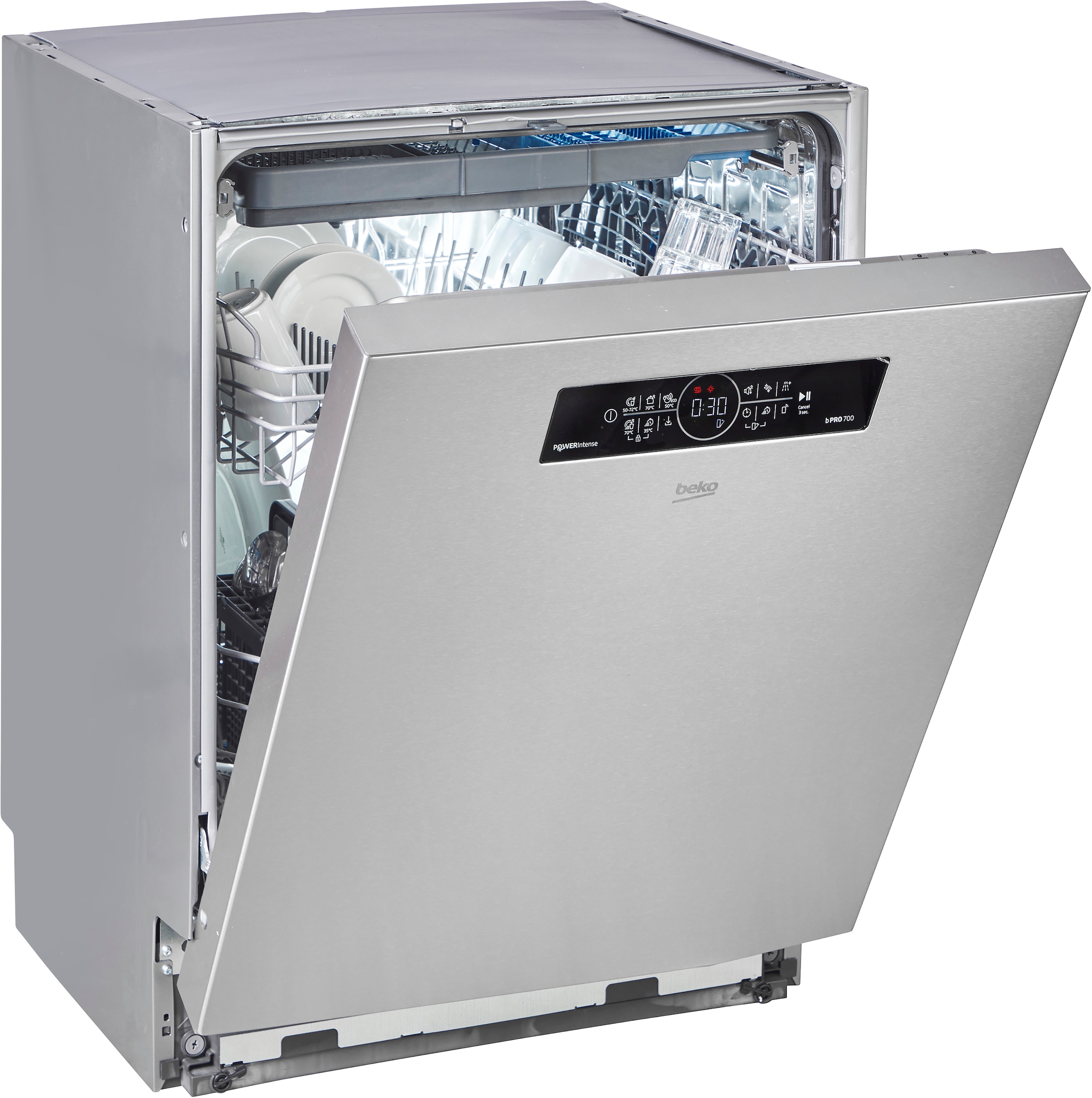 BEKO Unterbaugeschirrspüler »BDDN36462XP« 8,5 l 14 tlg. Maßgedecke Die PowerIntense-Technologie sorgt für herausragende Spülergebnisse