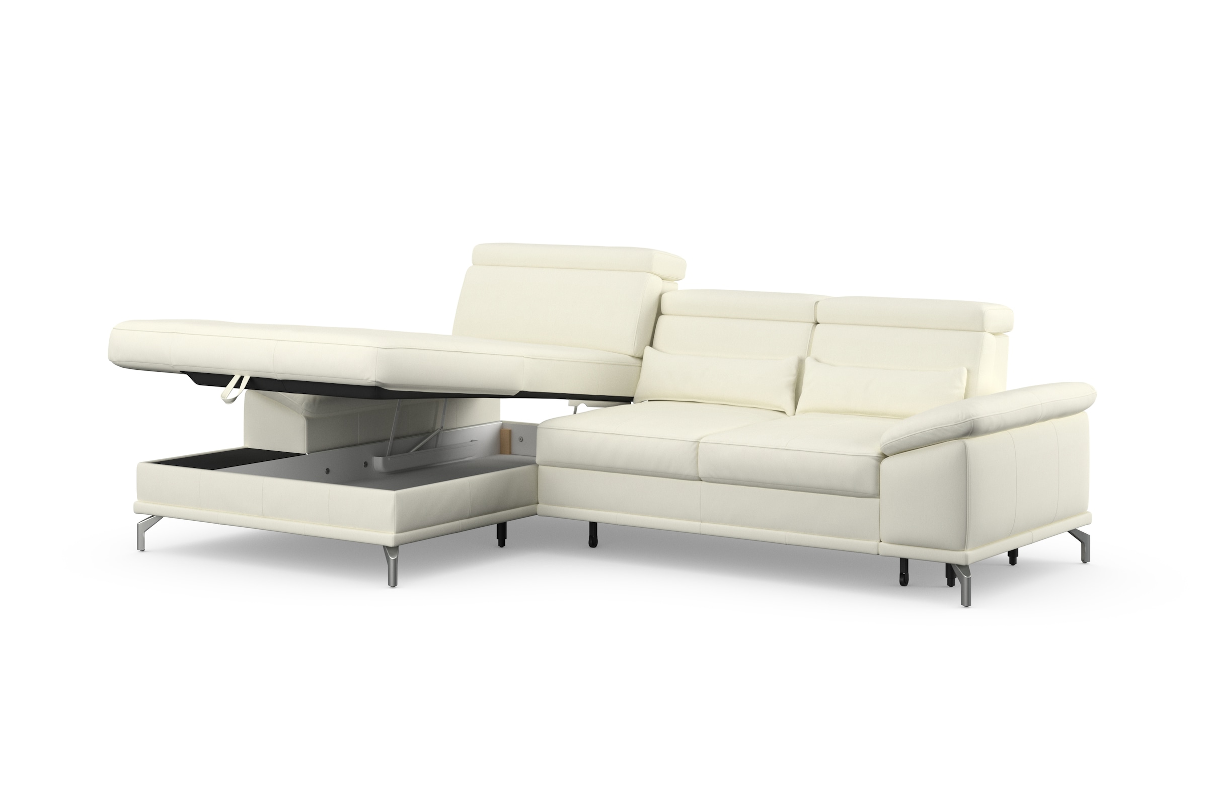 sit&more Ecksofa »Cabrio L-Form, mit Sitztiefenverstellung, Arm- und Kopfteilverstellung«, 2 Nierenkissen, Federkern, optional Bettfunktion und Stauraum