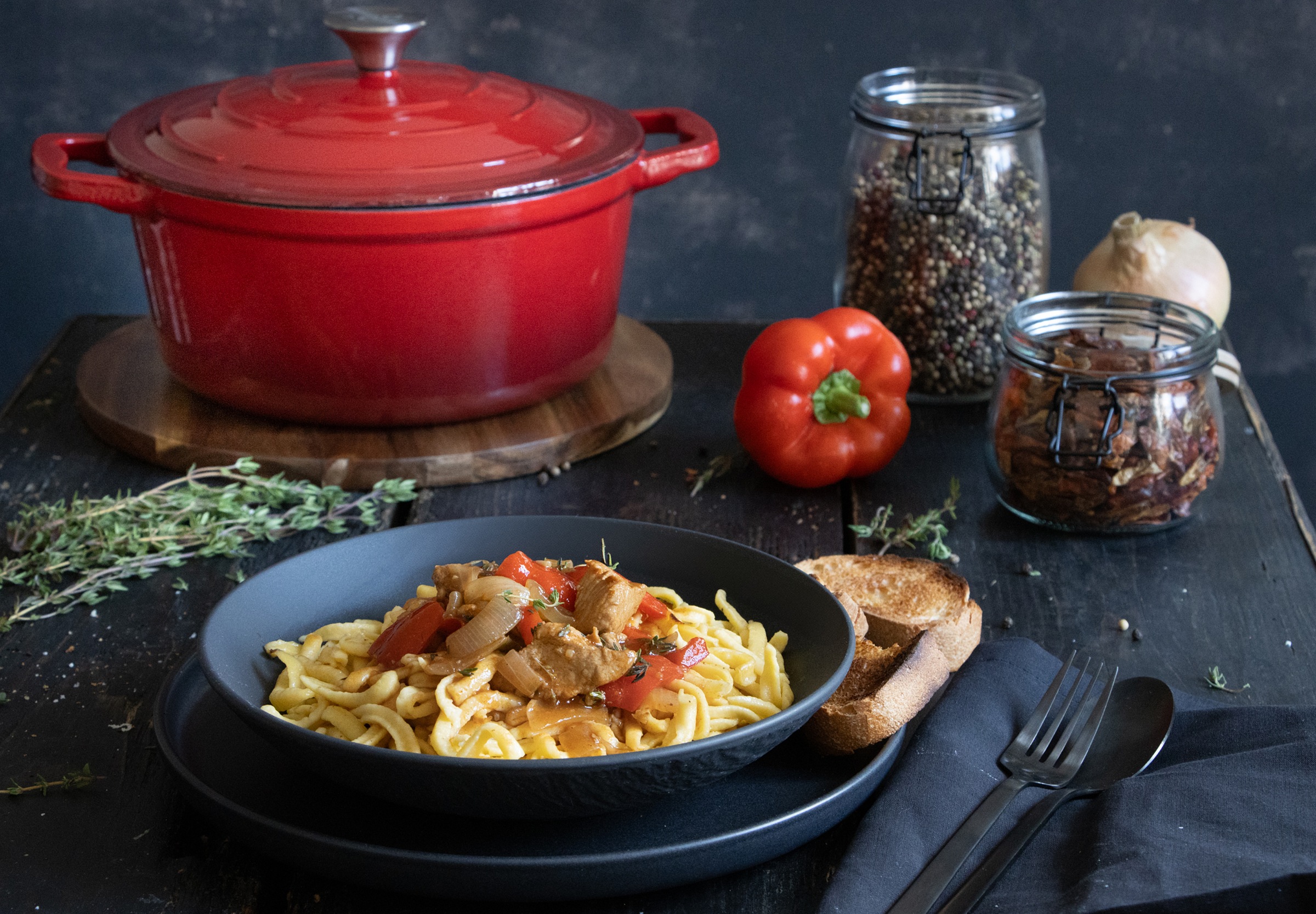 Elo Kochtopf »Kirschrot Gusseisen Topf 26 cm« Topf inkl. Deckel, 2 Stk. tlg günstig online kaufen