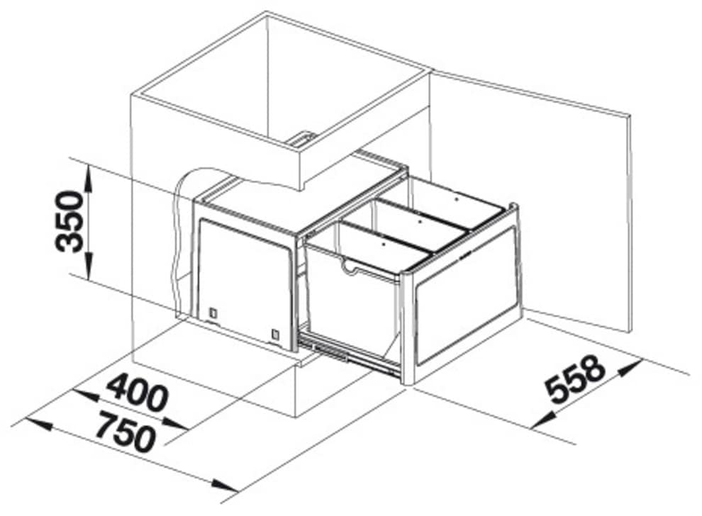 Blanco Mülltrennsystem »Botton Pro 60/3« 3 Behälter Automatic, Kunststoff, 60 mm Untermass
