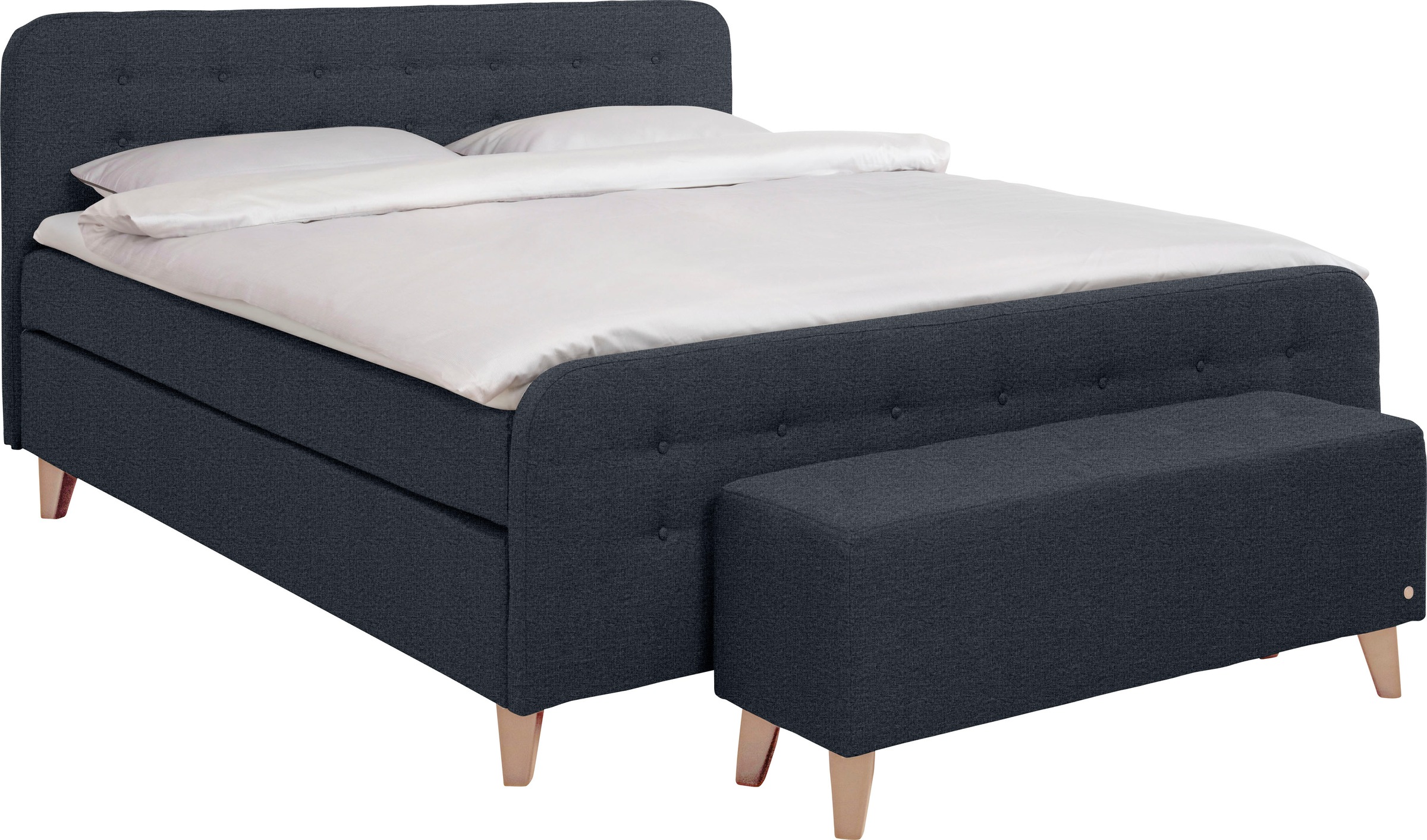 TOM TAILOR HOME Hockerbank »NORDIC« mit Knopfheftung auf der Sitzfläche, Füße Buche natur