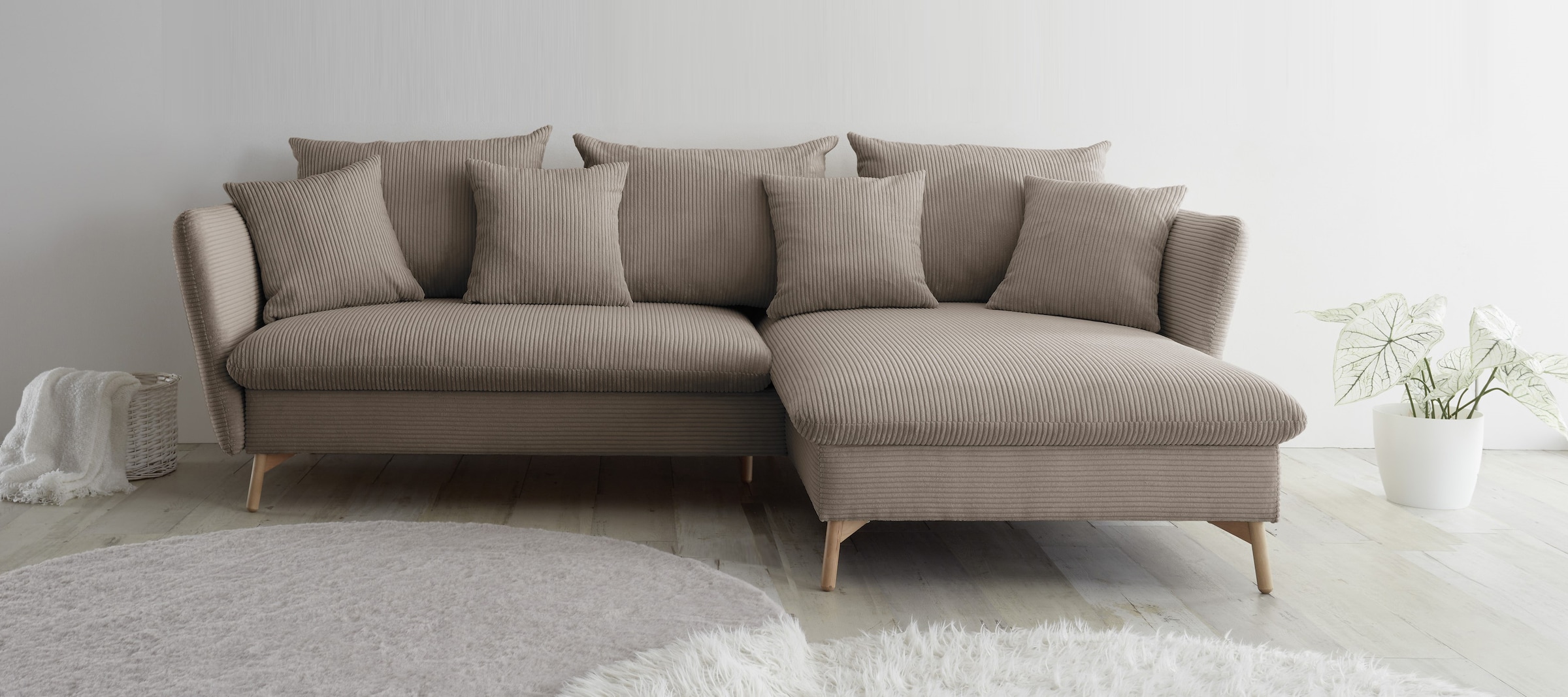 OTTO home Ecksofa »MERLE, 258 cm, L-Form, traumhafter Cord,« mit Bettfunkti günstig online kaufen