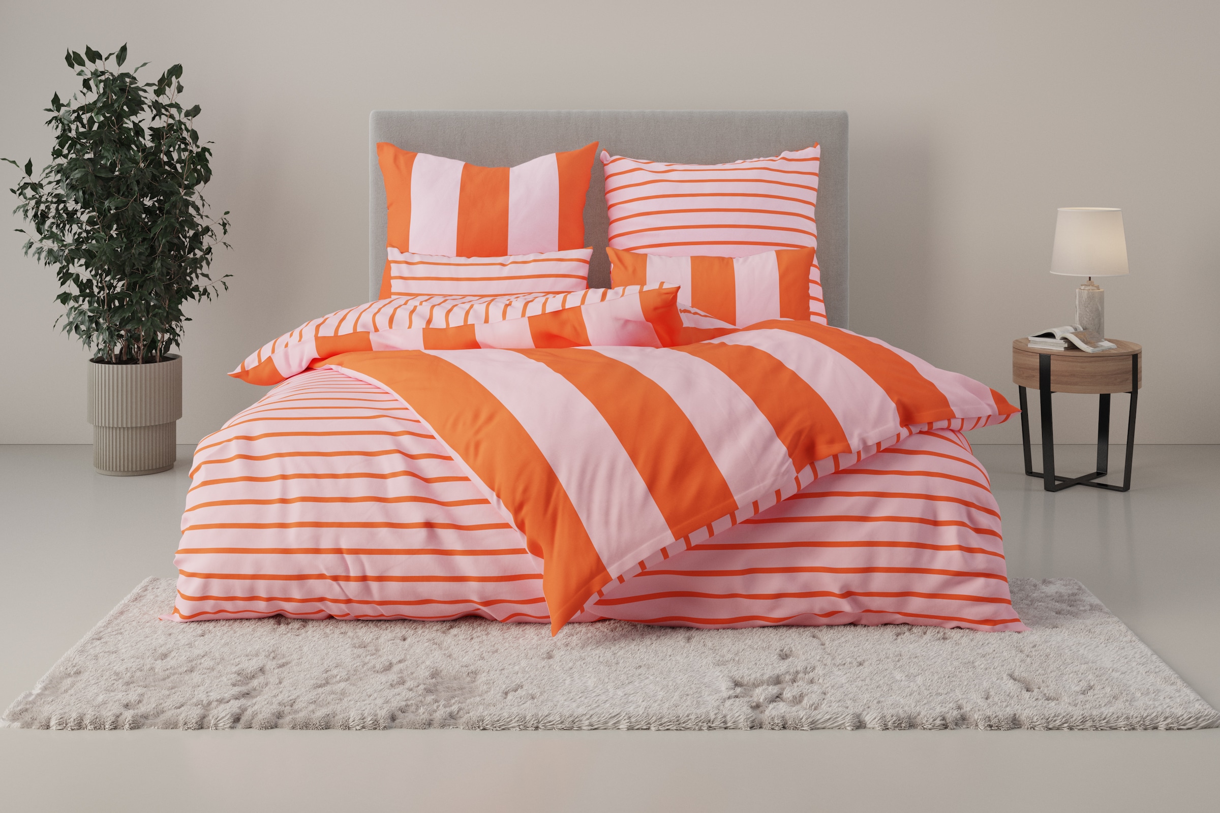 OTTO home Bettwäsche »Sari Trend« 2 tlg. tlg. moderne Bettwäsche mit Streif günstig online kaufen