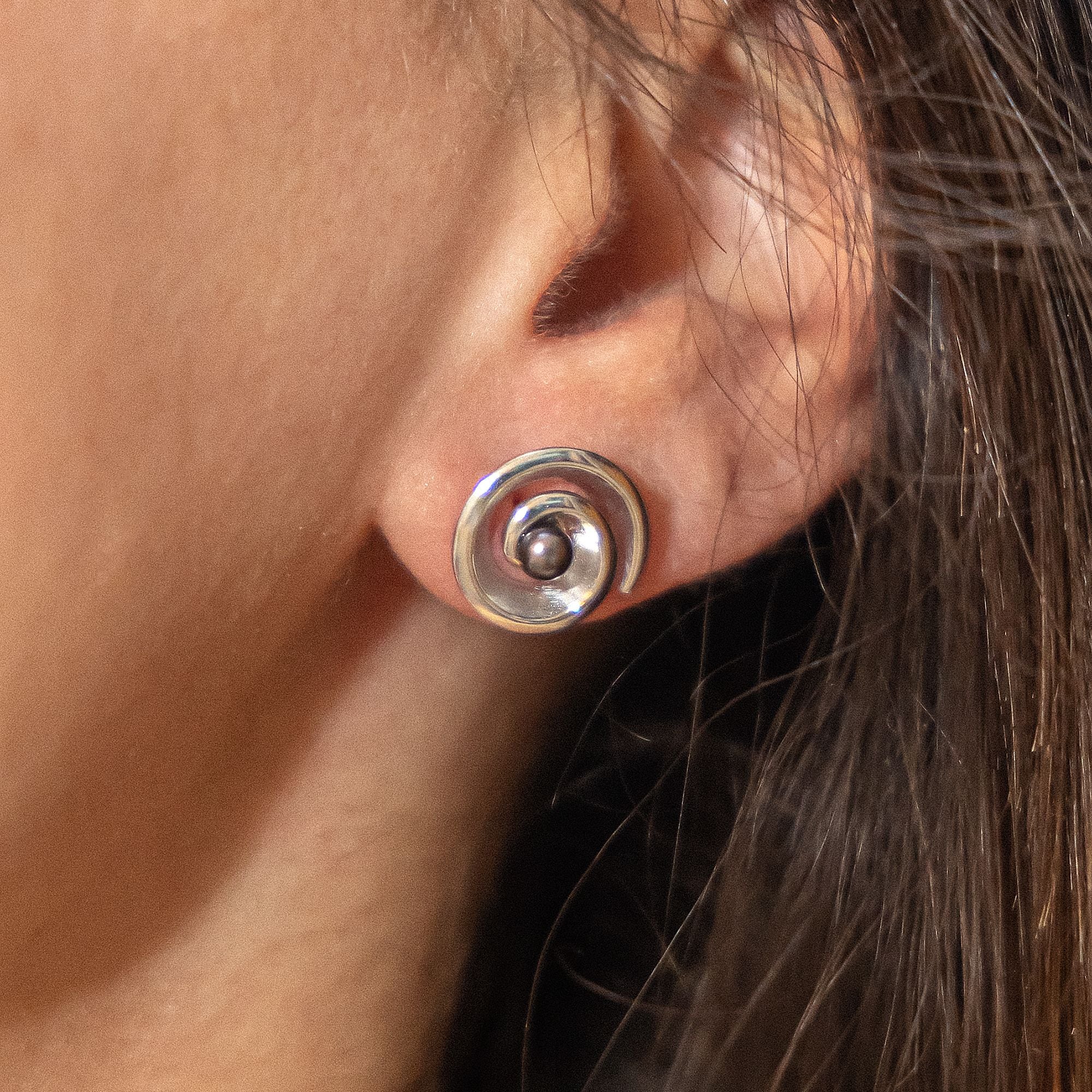 Zeeme Paar Ohrstecker »Silber 925 rhodiniert mit 2 schwarzen Perlen«
