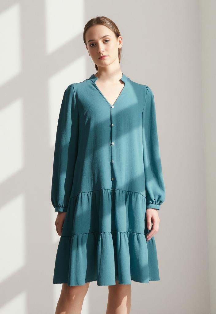 MELROSE Blusenkleid Ohne Taschen petrol 42 Frischer Frühlingslook in edlem Petrol – Die ausdrucksstarke Farbe bringt Frische in Ihre Garderobe und...