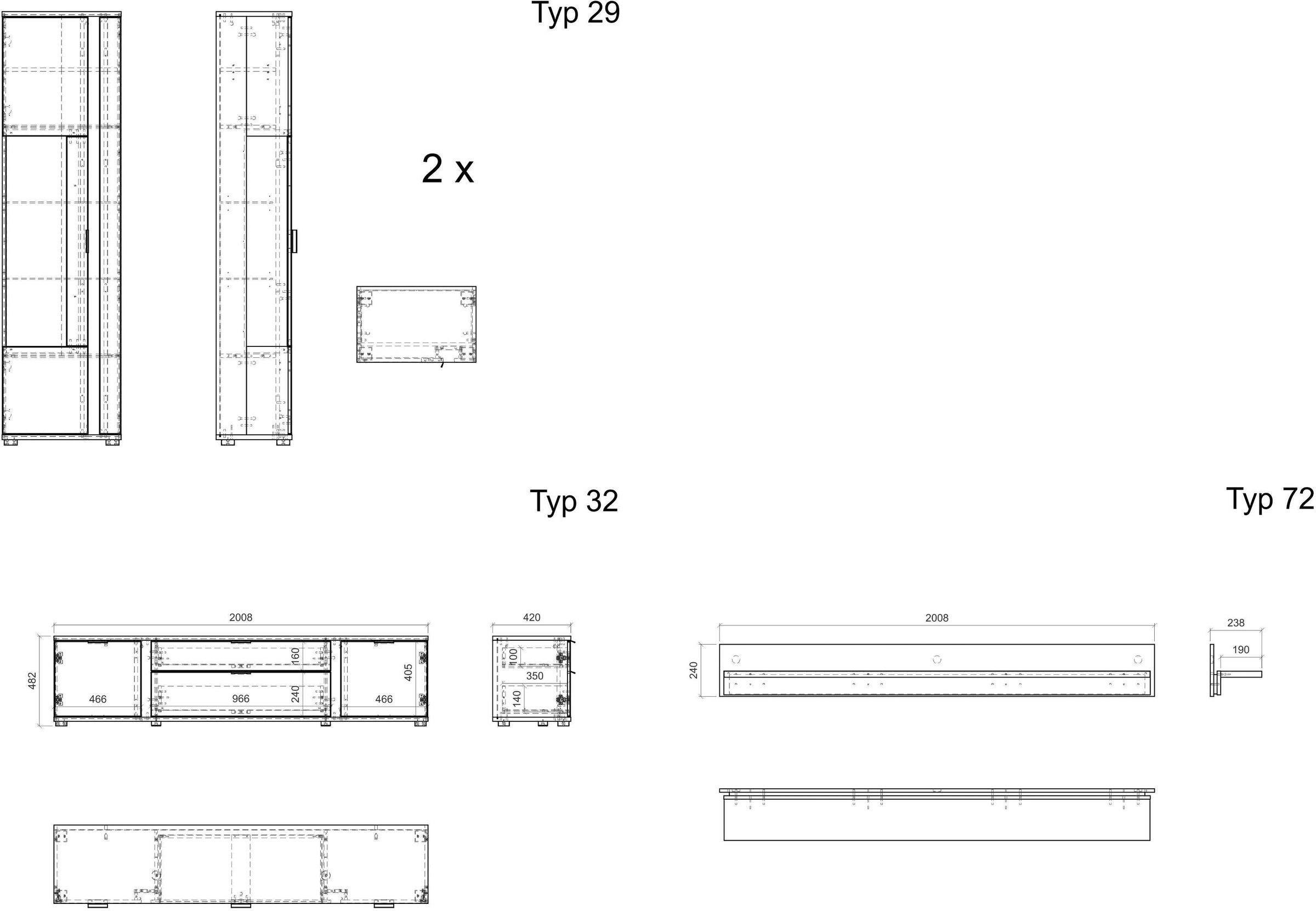 INOSIGN Wohnwand »LONG ISLAND«, (Set, 4 St.), in moderner Trendfarbe,inklusive senkrechter Beleuchtung,Breite 330 cm