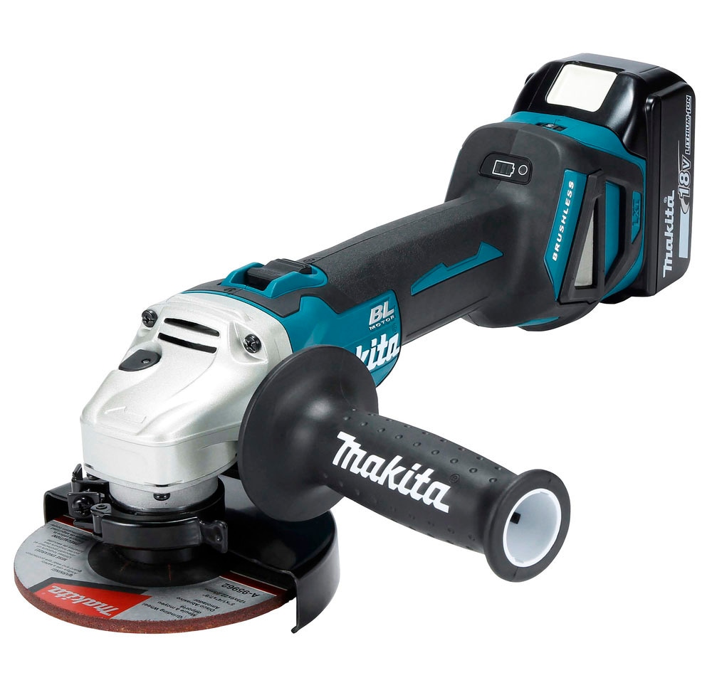 Makita Akku-Winkelschleifer »DGA511RTJ«, (Set), inkl. Akku, Ladegerät, Aufbewahrungskoffer und weiterem Zubehör