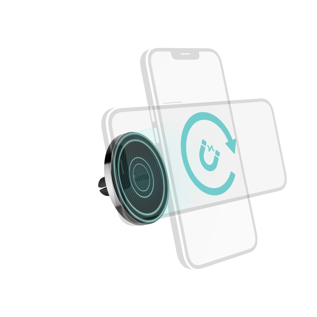 Hama Smartphone-Halterung »Handyhalterung Auto Magnet, für Lüftung, schwarz silberfarben, robust«, iPhone 15 14 13 12, 15 14 Plus, 15 14 13 12 Pro/ Pro Max, 13 12 mini