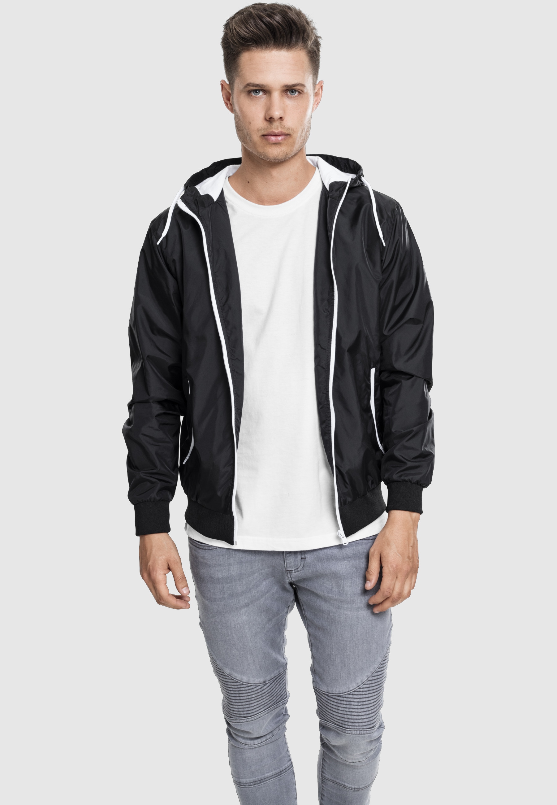 URBAN CLASSICS Windbreaker »Urban Classics Herren Contrast Windrunner« 1 Stk. tlg. mit Kapuze