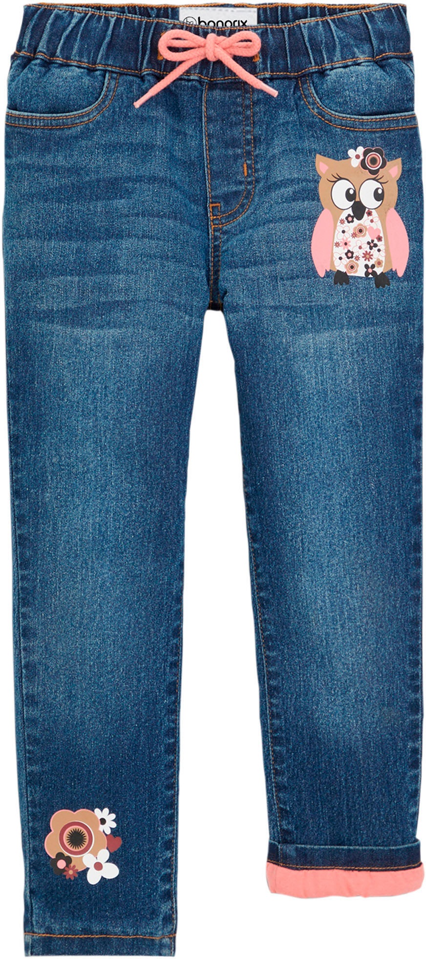 bonprix Thermojeans Regular Fit, mit Gummizug und Kordel, mit Patches