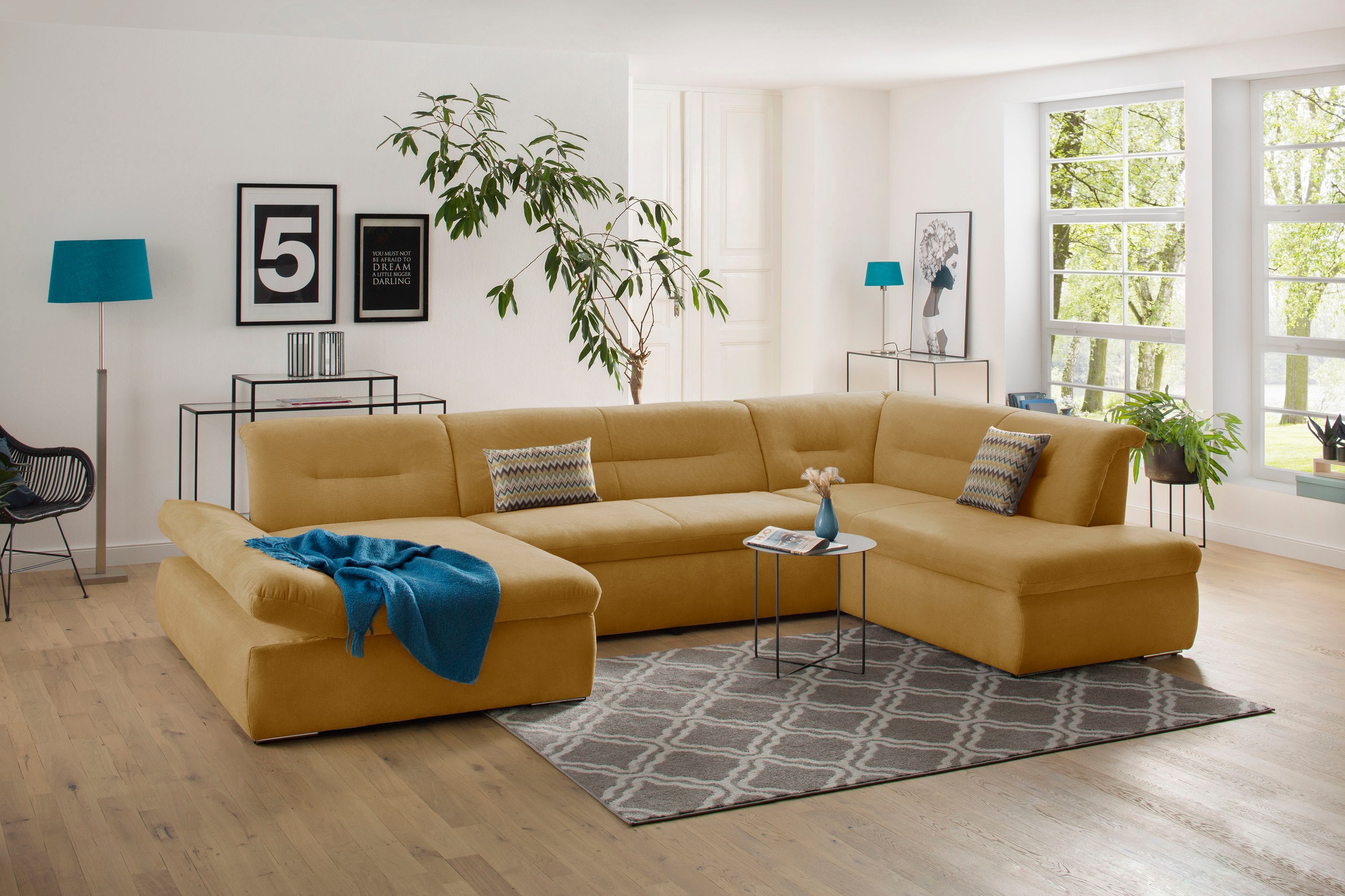 Home affaire Wohnlandschaft »Avesa U-Form« Wahlweise mit Armteilverstellung günstig online kaufen