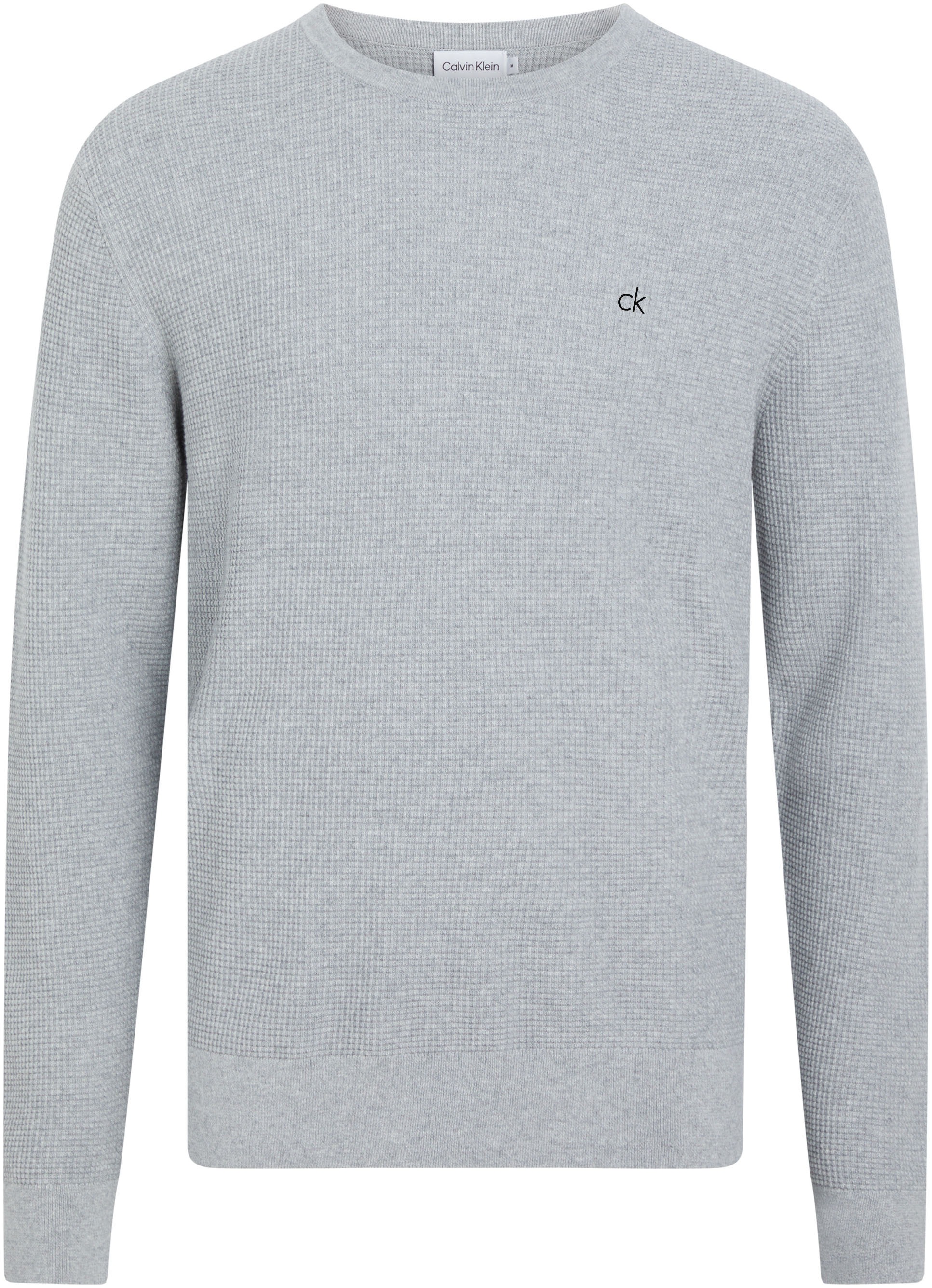Calvin Klein Rundhalspullover »WAFFLE STRUCTURE SWEATER«, mit Markenlabel
