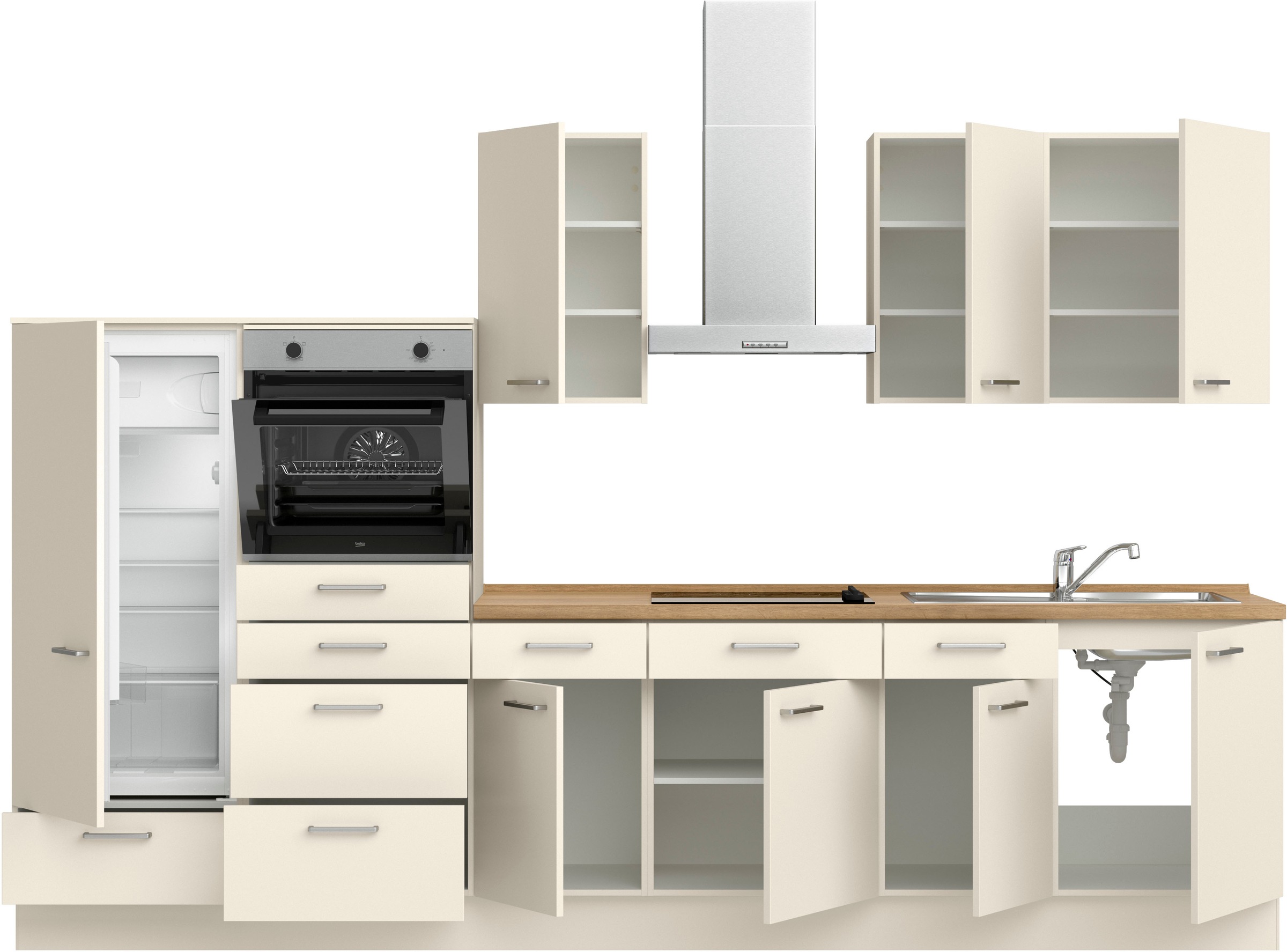 nobilia® Küchenzeile »"Touch I"«, vormontiert, Ausrichtung wählbar, Breite 330 cm, wahlw. mit E-Geräten