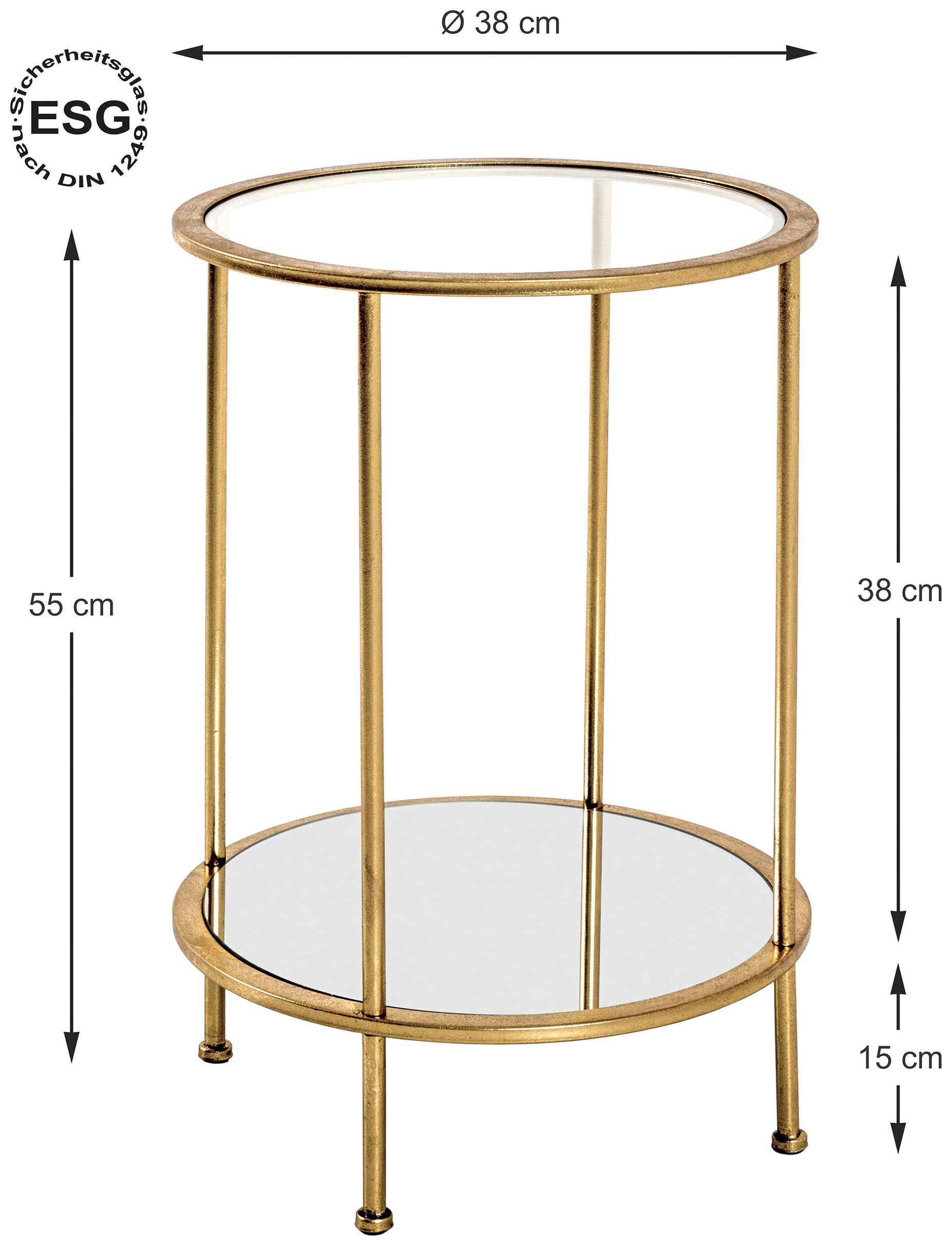 HAKU Beistelltisch »Sofatisch, Wohnzimmertisch« 1 Stk. tlg. rund - aus Metall Gold - Ø/H 38/55 cm
