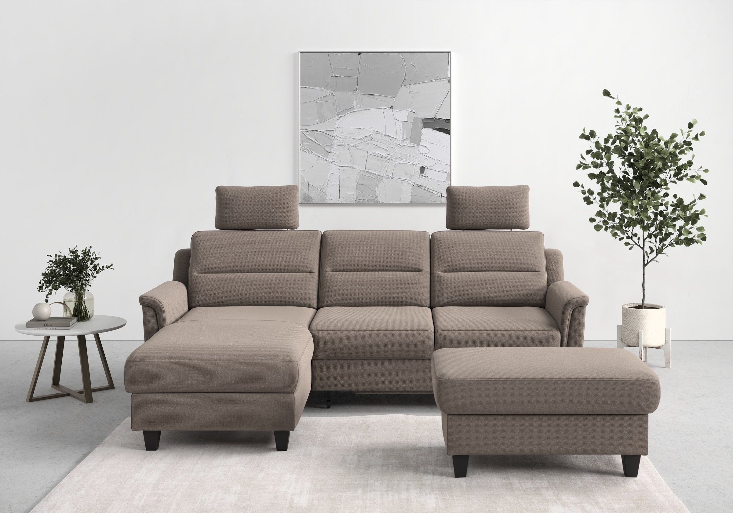 sit&more Ecksofa »Farö L-Form«, inklusive Federkern, wahlweise mit Bettfunktion und Bettkasten
