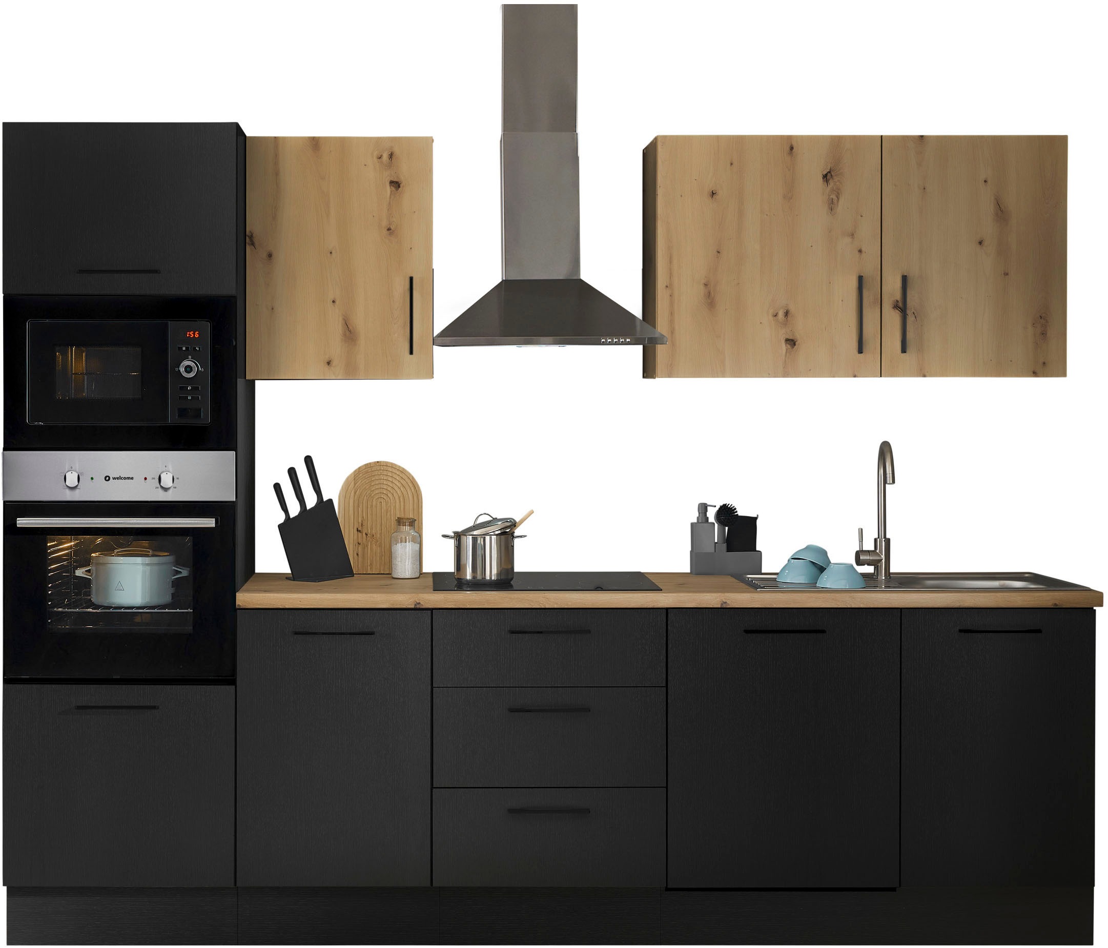 BASIC by Balculina Küchenzeile »Turin«, Breite 280 cm, wahlweise mit E-Geräten