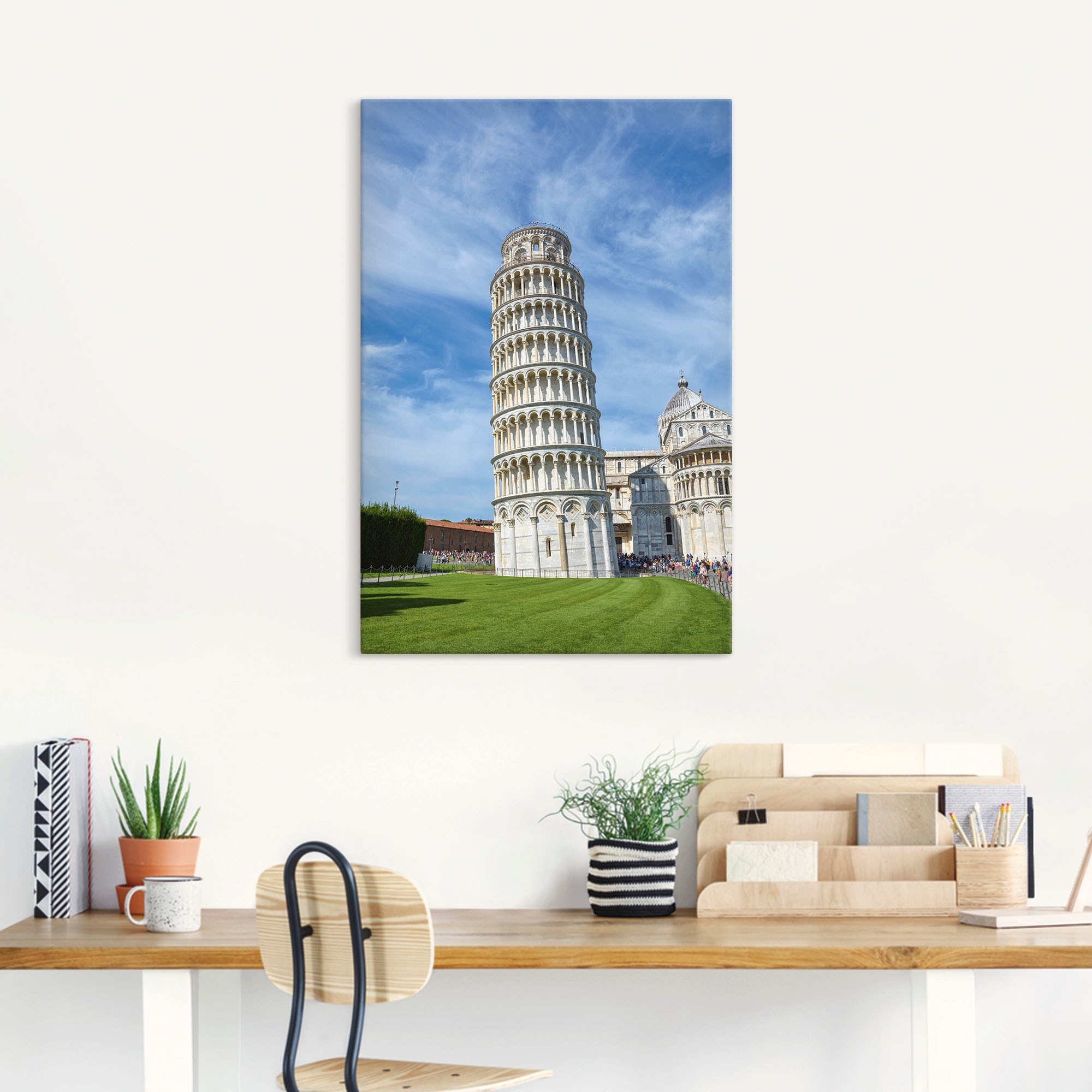 Artland Leinwandbild »Der schiefe Turm von Pisa in Italien«, Gebäude, (1 St.), auf Keilrahmen gespannt