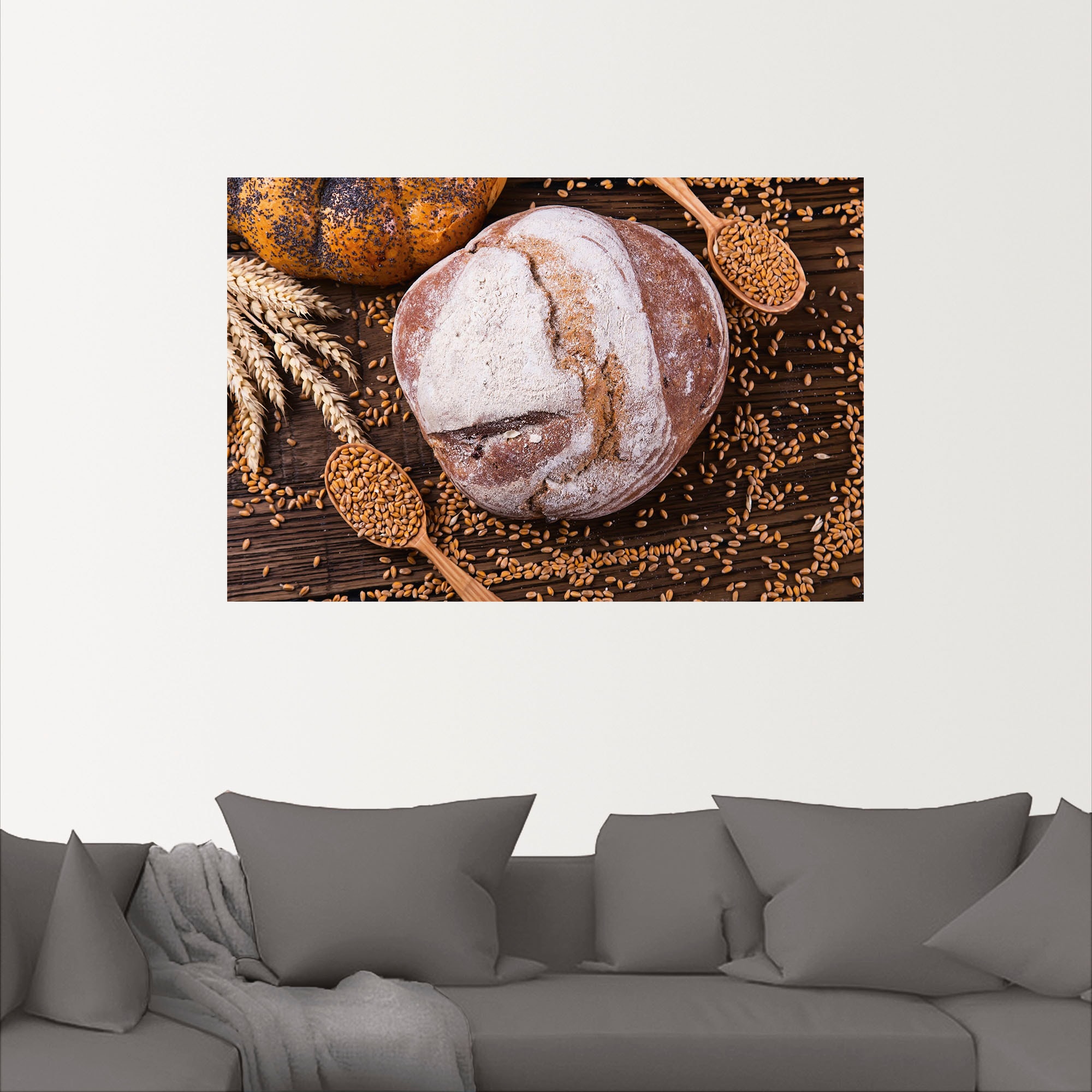 Artland Wandbild »Leckeres Landbrot mit Dekoration«, Getreide, (1 St.), als Alubild, Leinwandbild, Wandaufkleber oder Poster in versch. Größen
