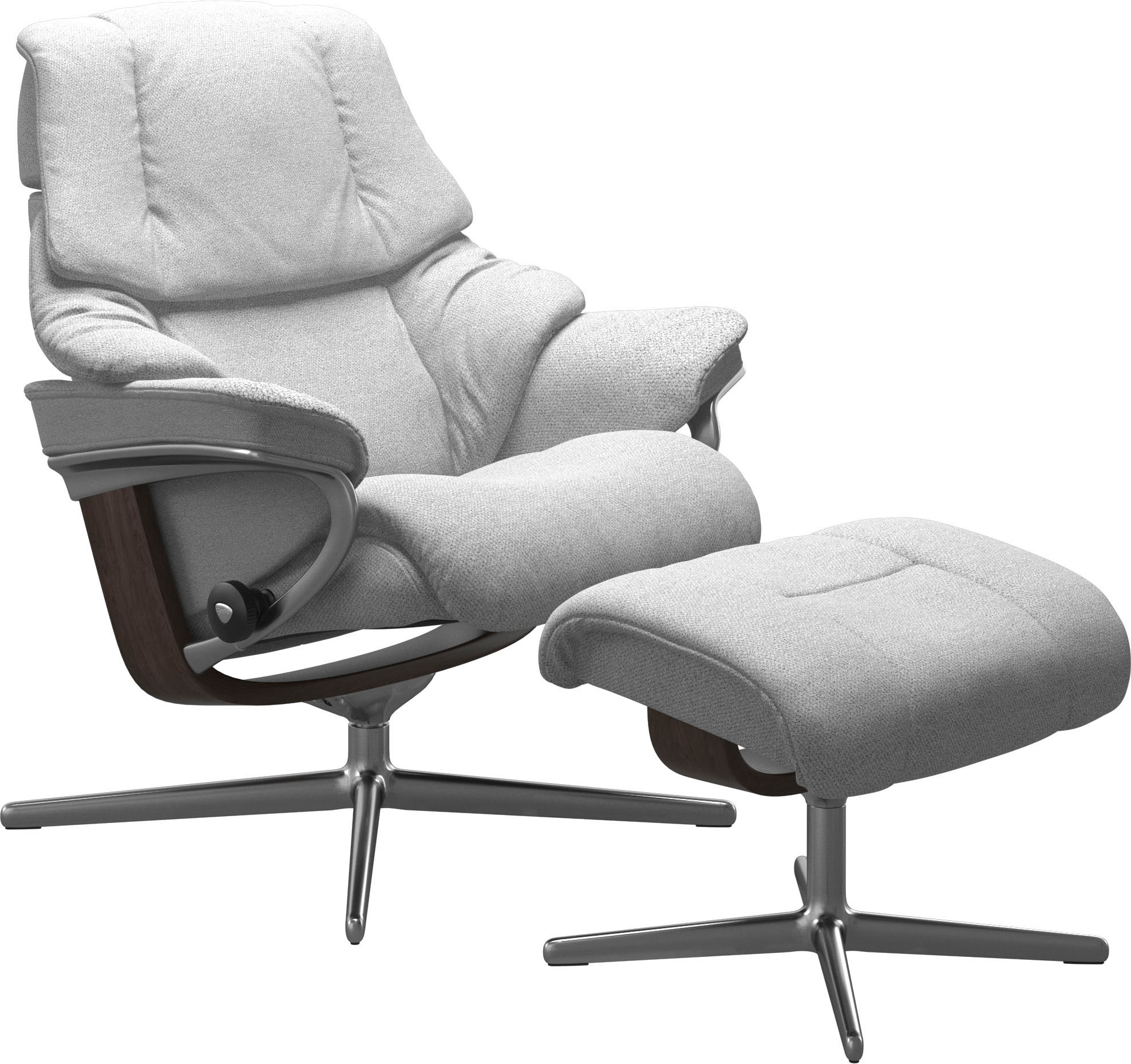 Stressless® Relaxsessel »Reno«, (Set, Relaxsessel mit Hocker), mit Hocker, mit Cross Base, Größe S, M & L, Holzakzent Wenge