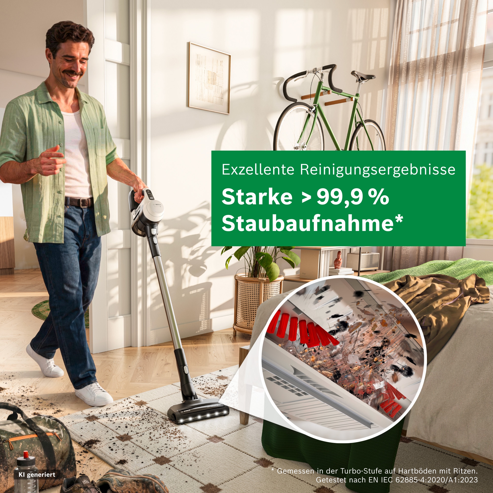 BOSCH Akku-Stielstaubsauger »Unlimited 5 BBU52WBA, LED-Düse, Made in Germany« starke Saugleistung, bis zu 50 Min. Laufzeit, Fugendüse, leicht, weiß
