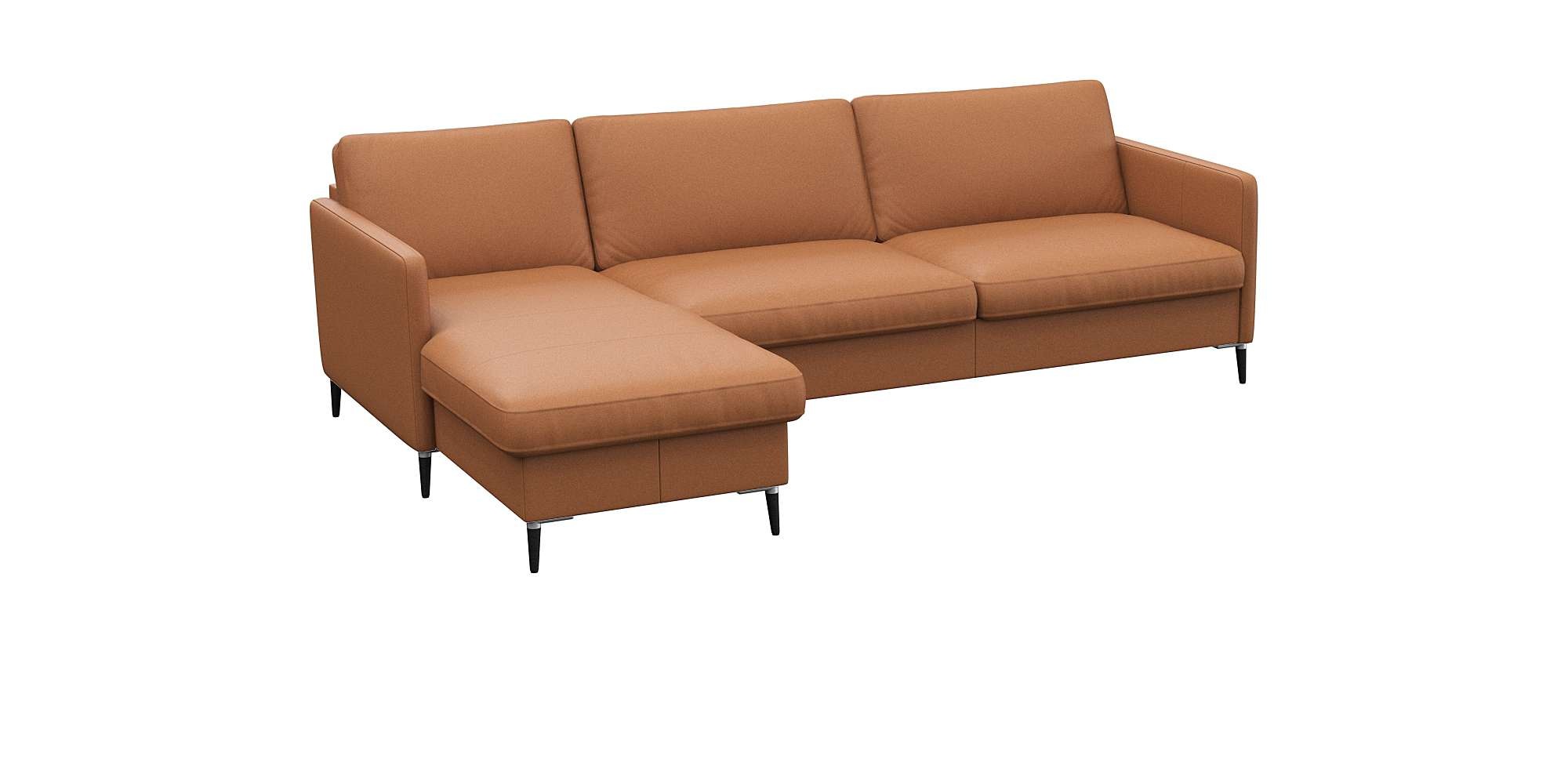 FLEXLUX Ecksofa »Fiore, L-Form«, schmale Armlehnen, Kaltschaum, Füße Alu+sc günstig online kaufen