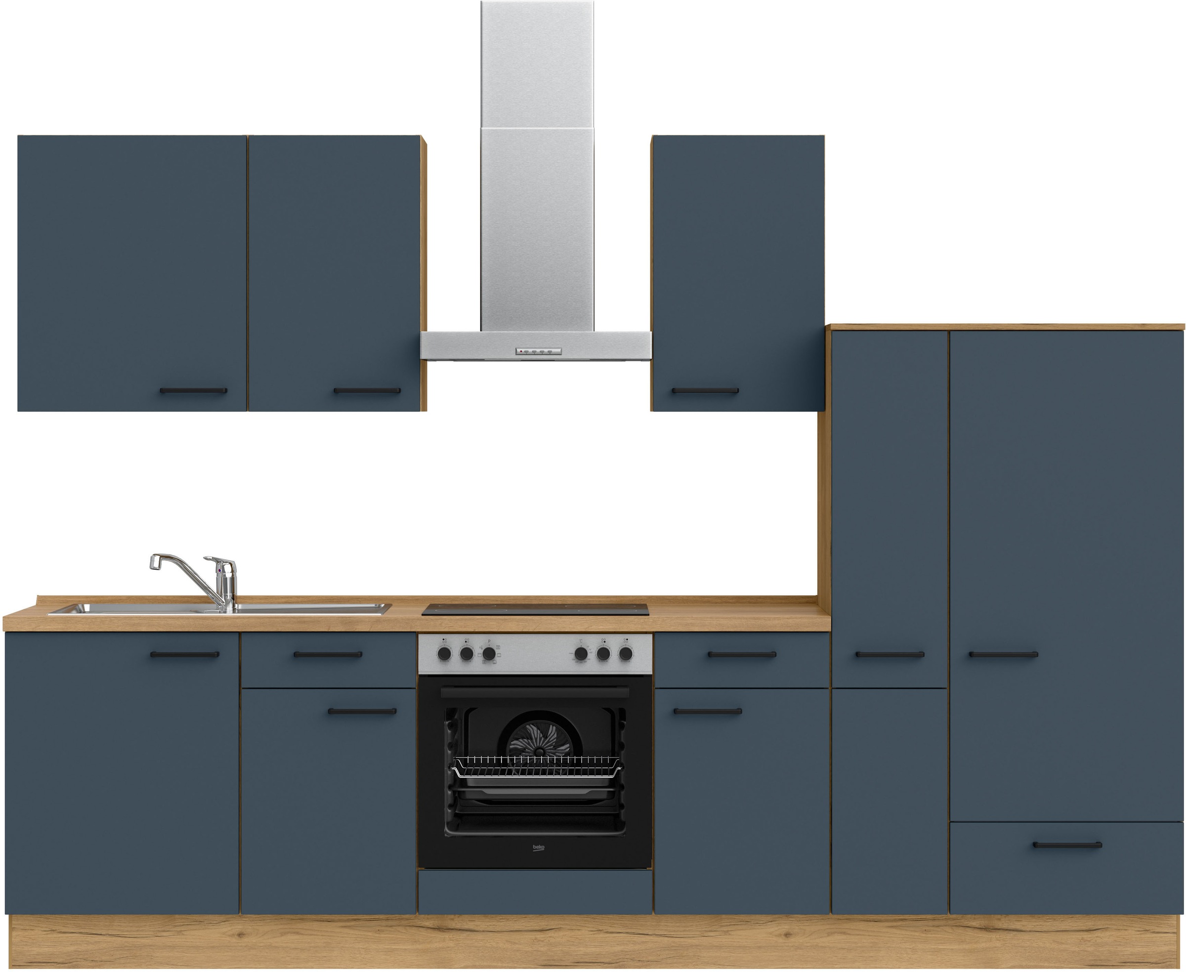 nobilia® Küchenzeile »"Easytouch I"« vormontiert, Ausrichtung wählbar, Breite 300 cm, wahlw. mit E-Geräten