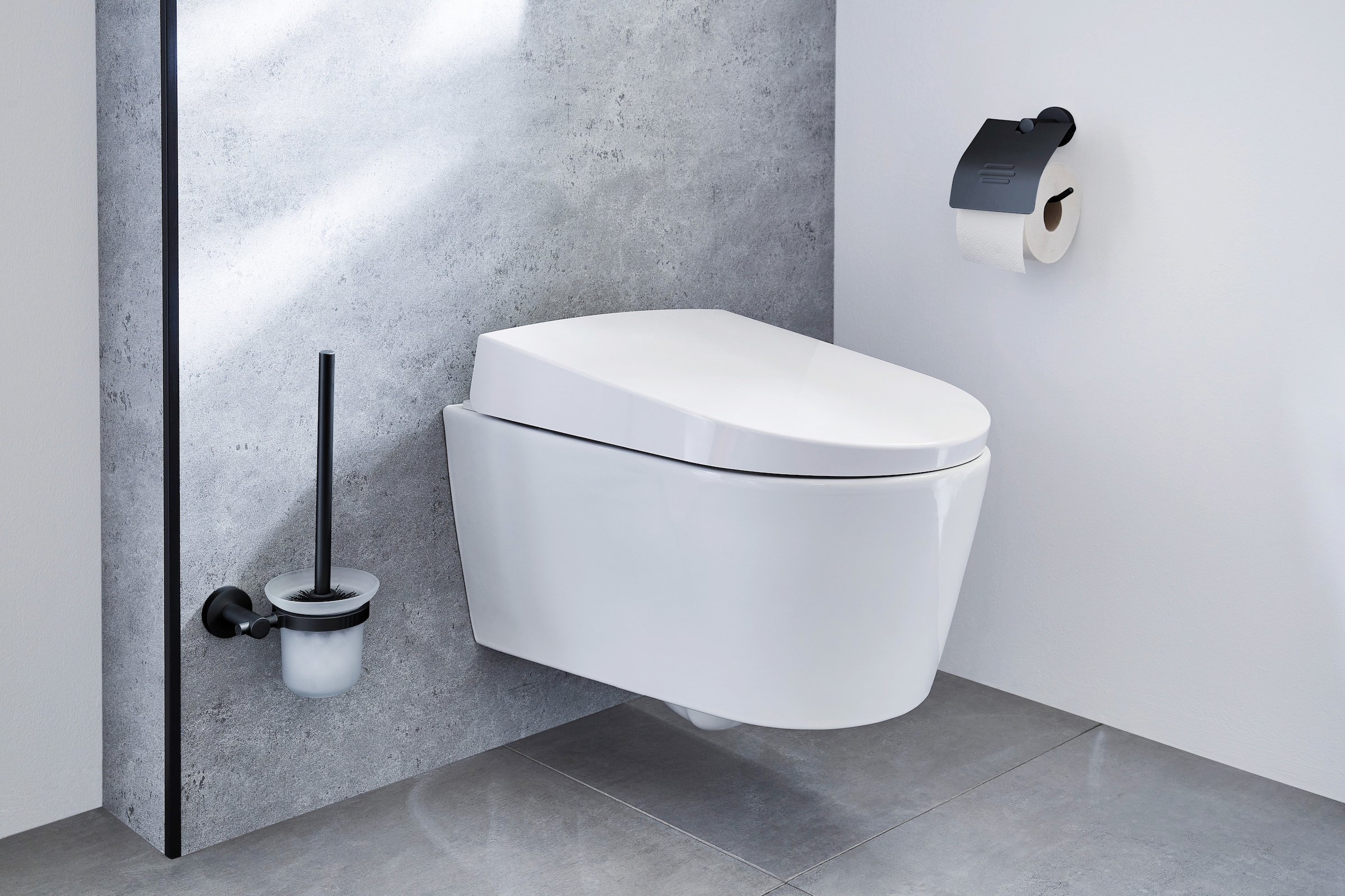 Kleine Wolke WC-Garnitur »Apollo aus bestellen Nero«, online Aluminium-Glas, Wandbefestigung