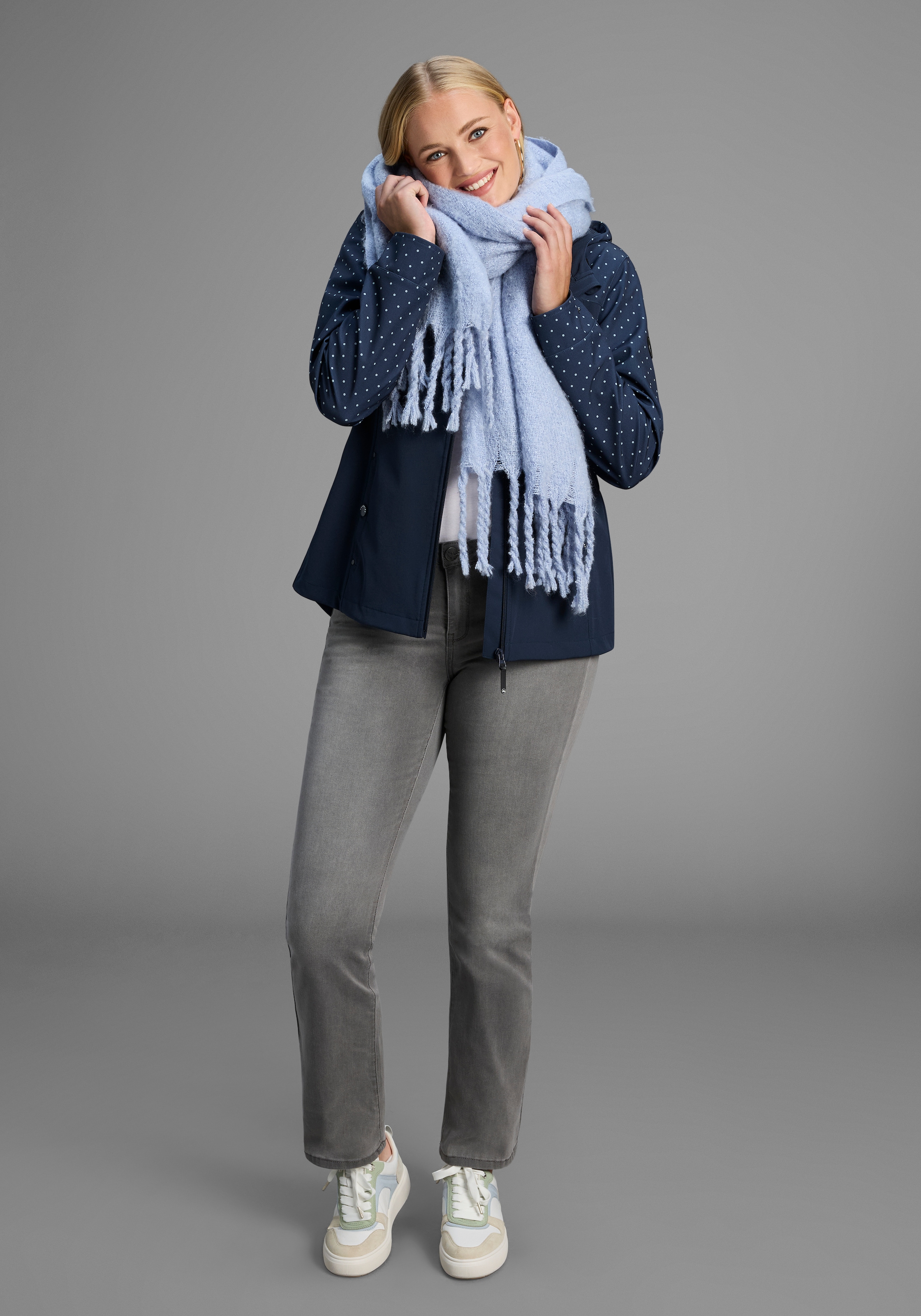 Polarino Softshelljacke mit Kapuze mit Druck, Übergangsjacke