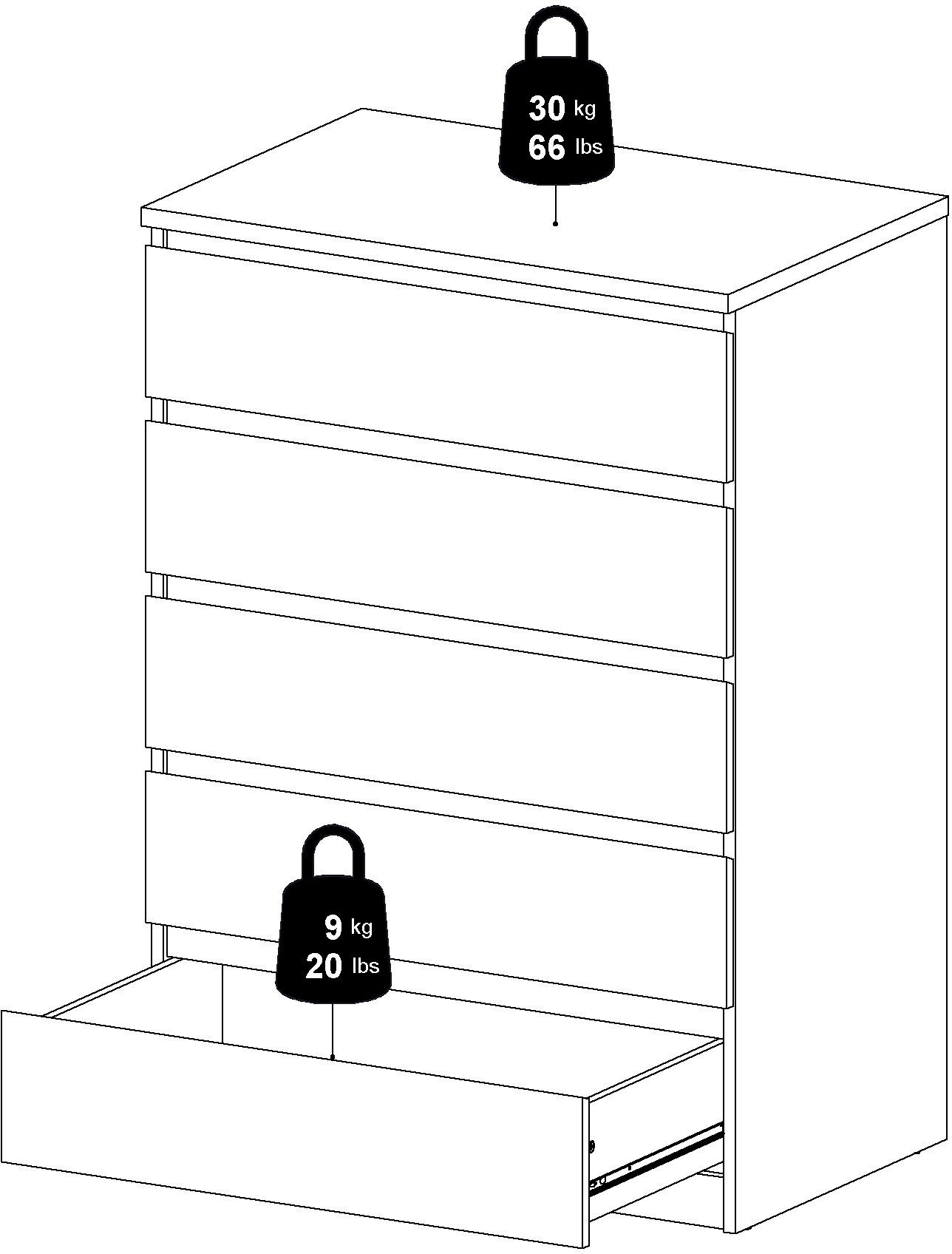 INOSIGN Kommode »Naia«, abgerundete Schubladenkanten auf Metallgleiter, Breite 77 cm