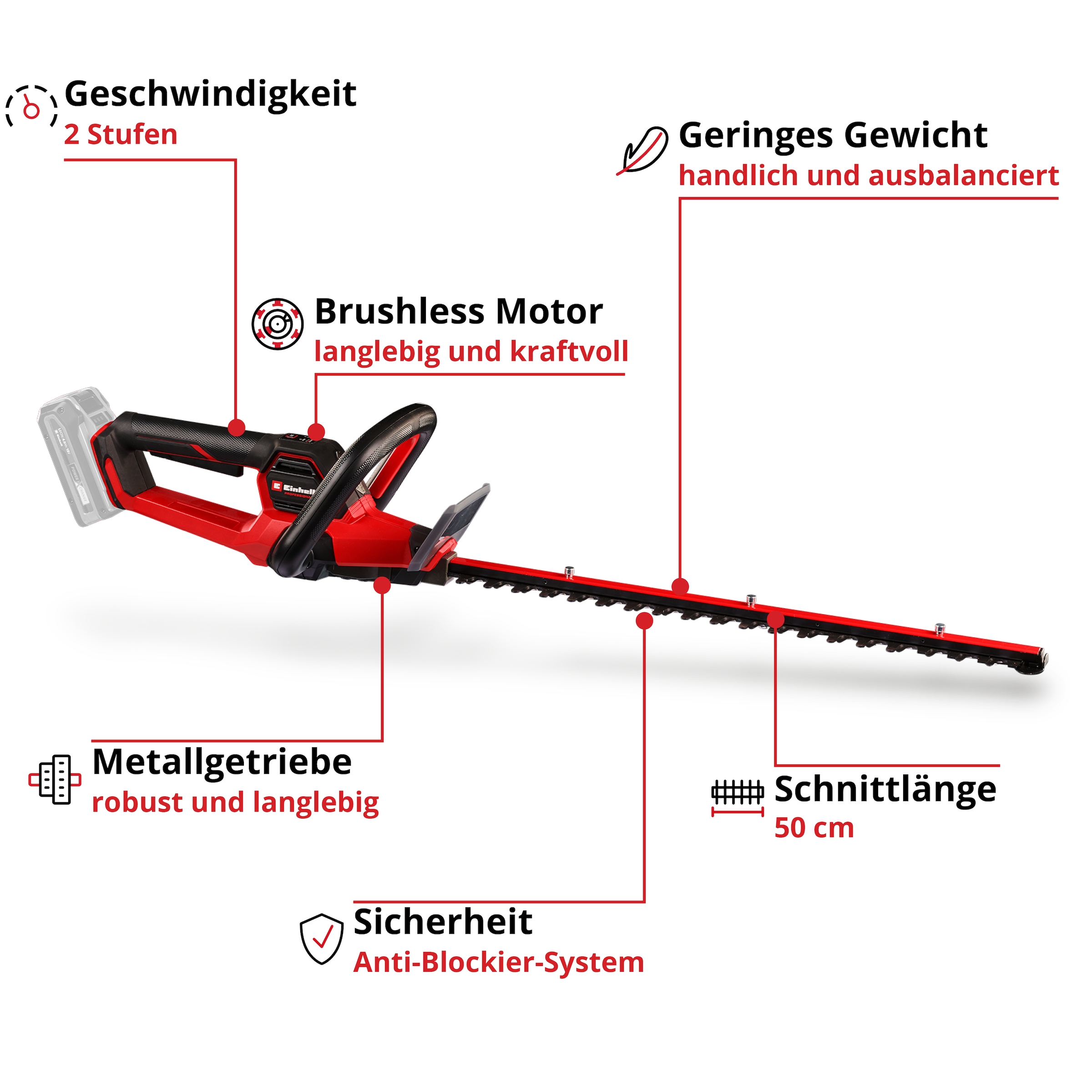 Einhell Akku-Heckenschere »GP-CH 18/50 Li BL-Solo« ()  ohne Akku, ohne Ladegerät
