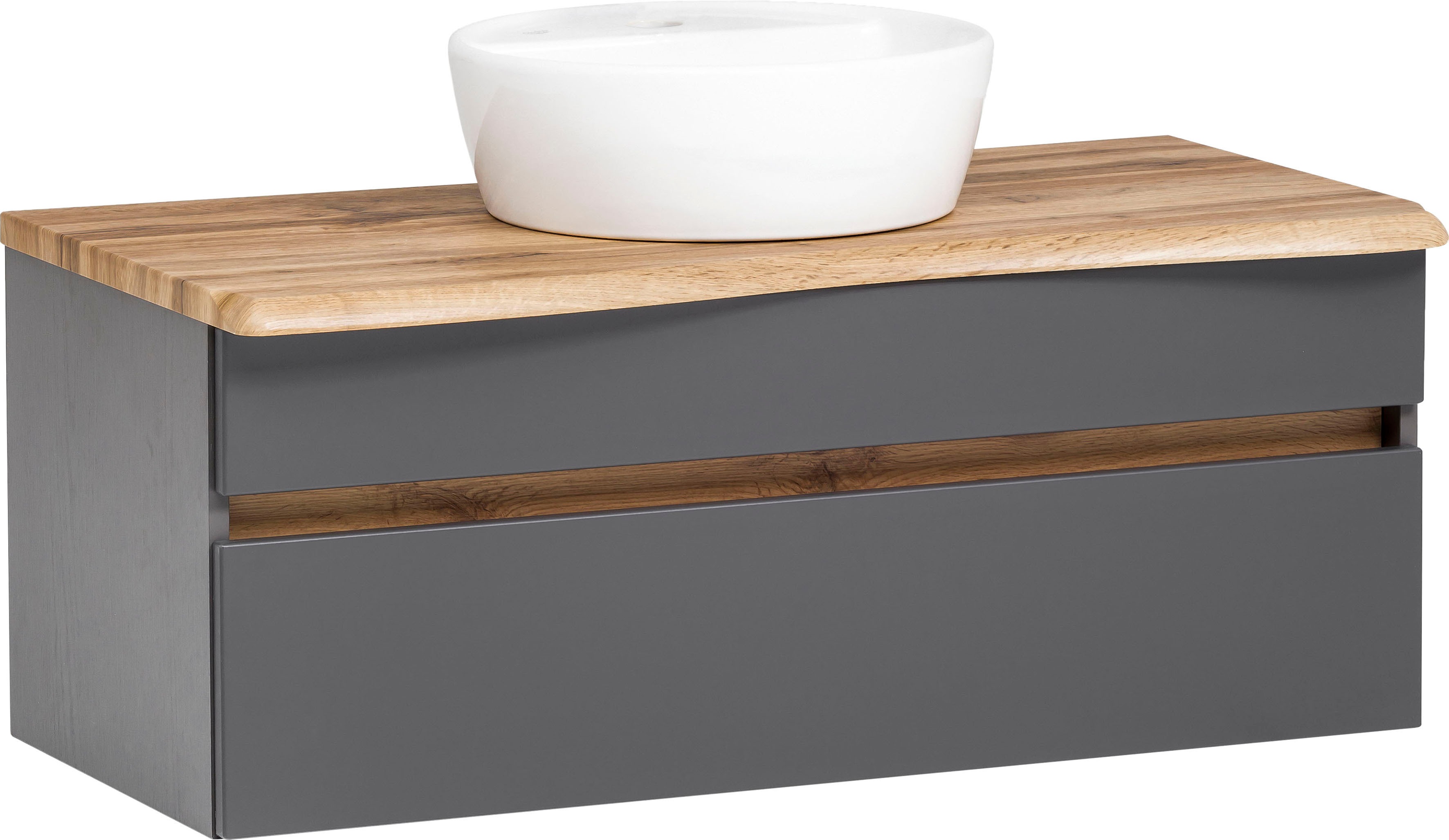 Waschbeckenschrank „Lienz“, mattgrau B/H/T: 100 cm x 54,5 cm x 47 cm