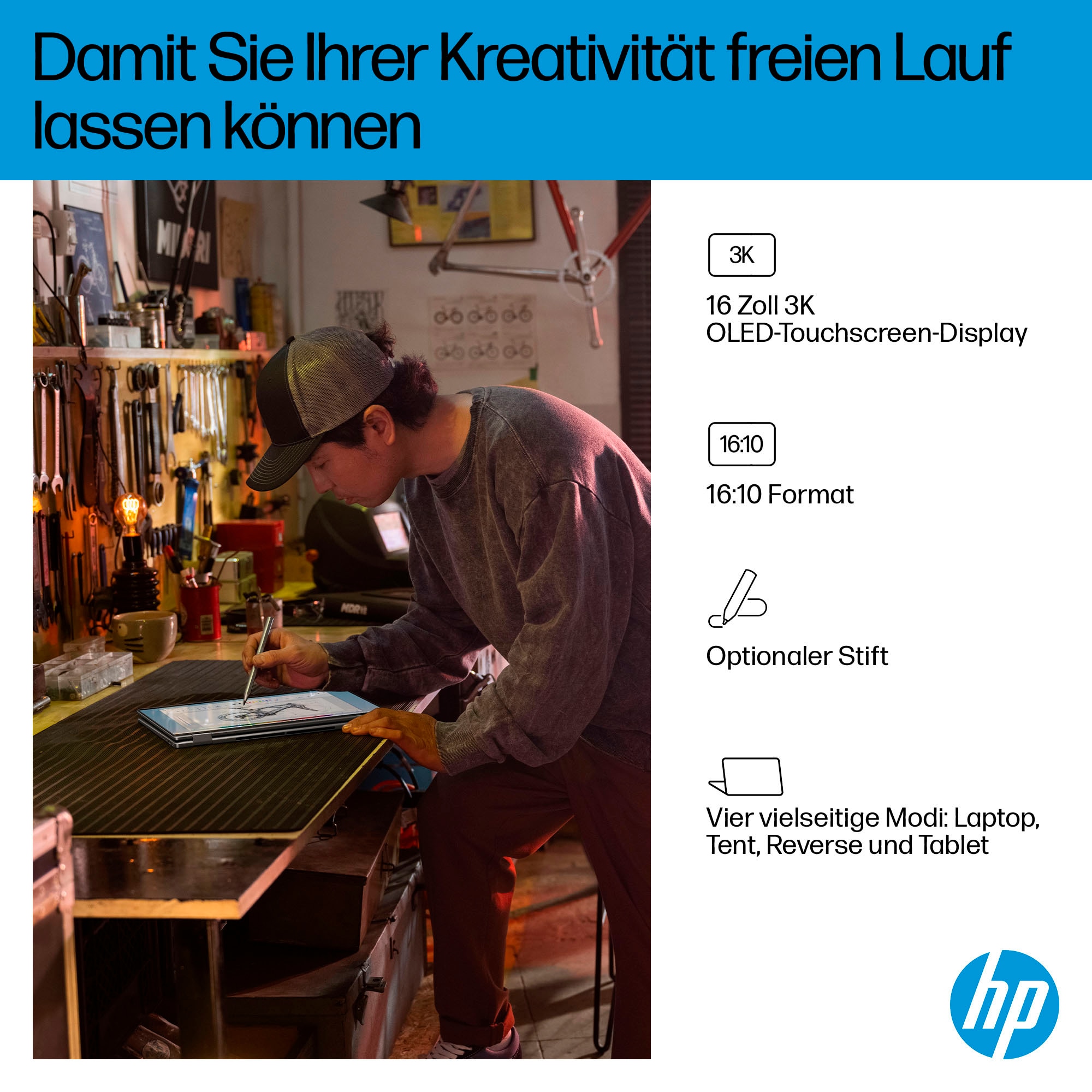 HP Convertible Notebook »OmniBook X Flip 16-ar0252ng«, 40,64 cm, / 16 Zoll, AMD, Ryzen™ AI 5, Radeon, 1000 GB SSD
