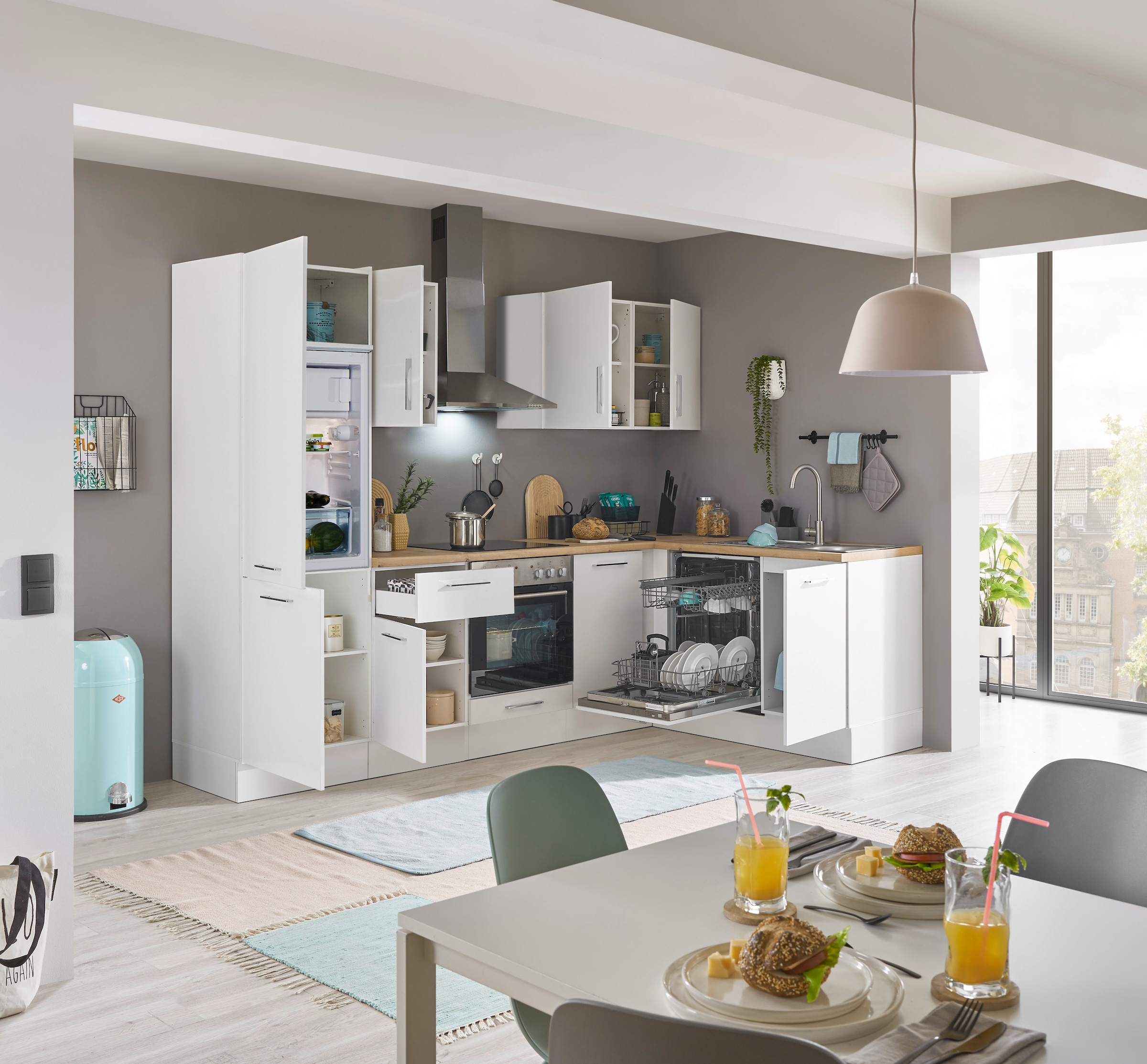 BASIC by Balculina Winkelküche »Turin«, Stellbreite 280x175 cm, wahlweise mit E-Geräten