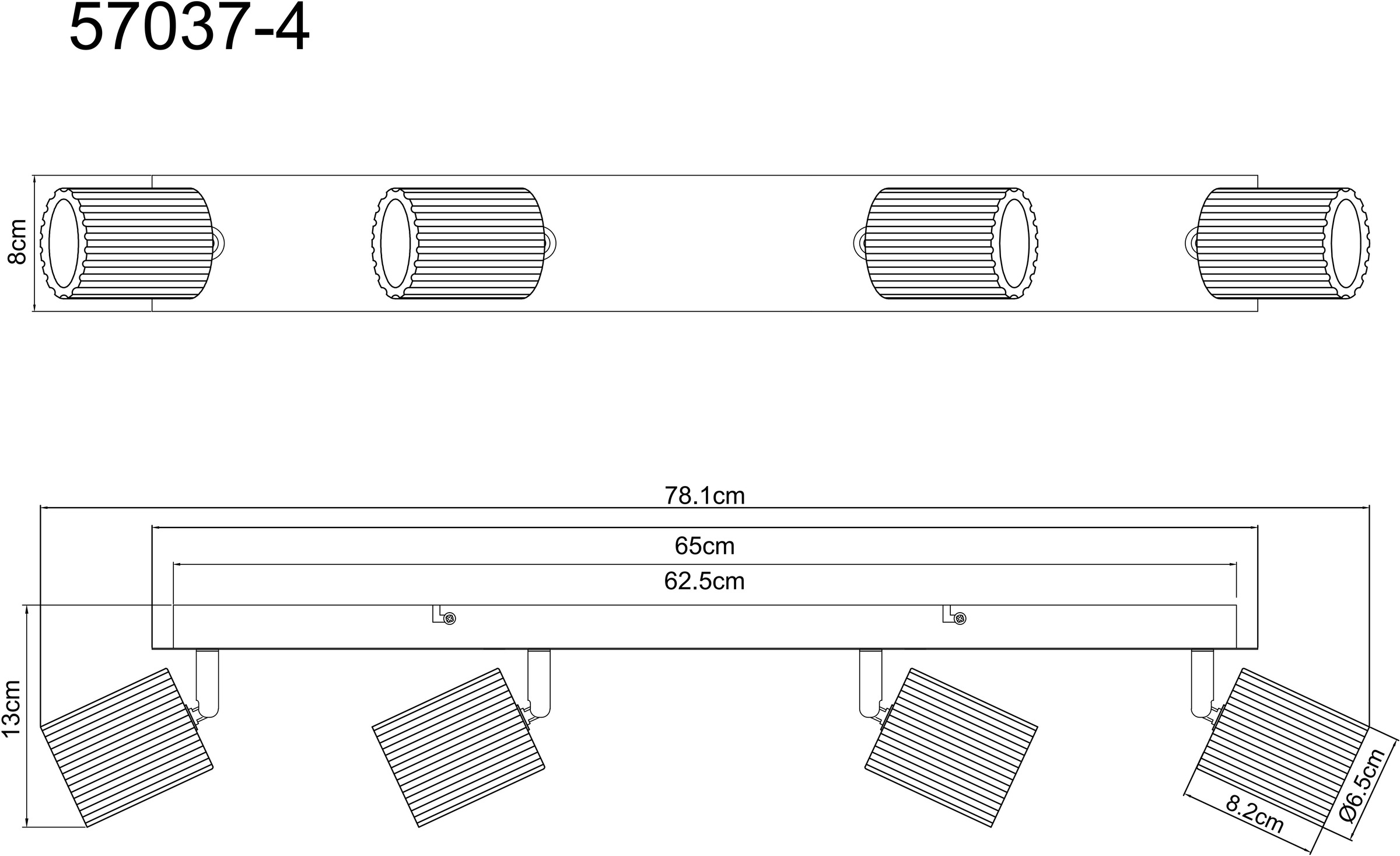 GLOBO LIGHTING Deckenstrahler »WENZEL«, Leuchtmittel GU10 | ohne Leuchtmittel, Deckenspot/Holz/Flur/Wohnzimmer/LxBxH: 650x80x130mm
