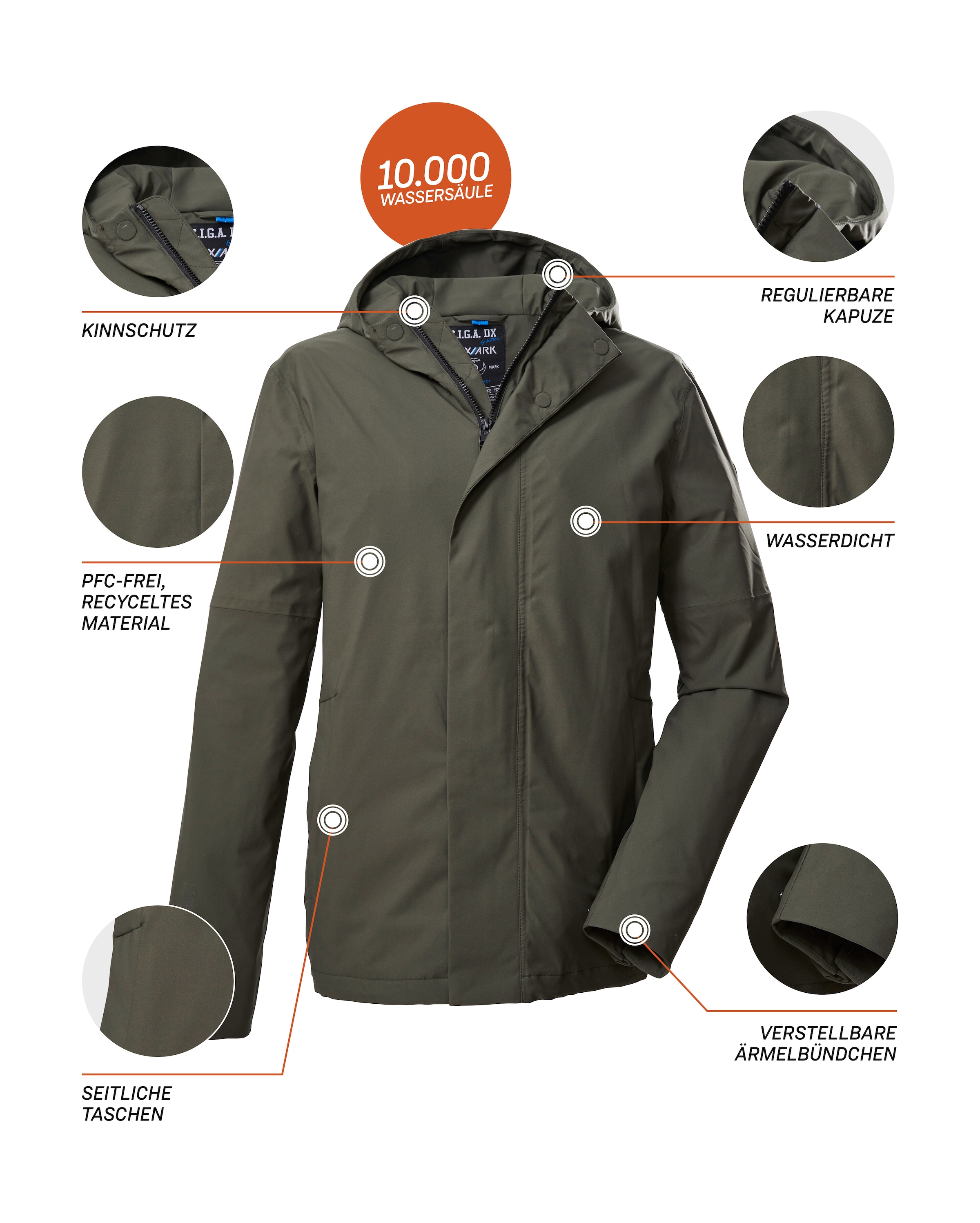 G.I.G.A. DX by killtec Funktionsjacke »GS 147 MN JCKT«, Wasser- und winddicht, urbaner Look, atmungsaktiv, recycelt