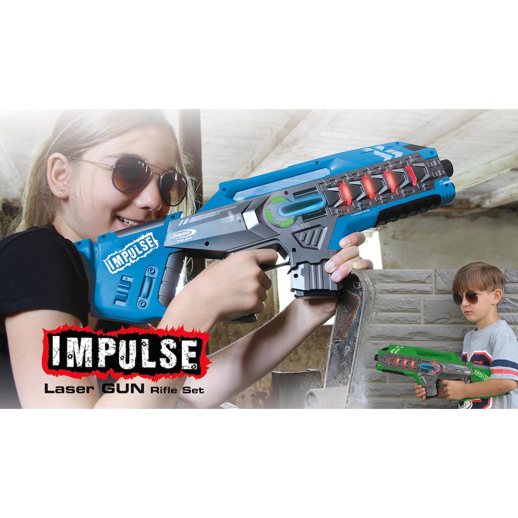 Jamara Laserpistole »Impulse Laser Gun Rifle blau/grün«, (Set, 2 tlg.)