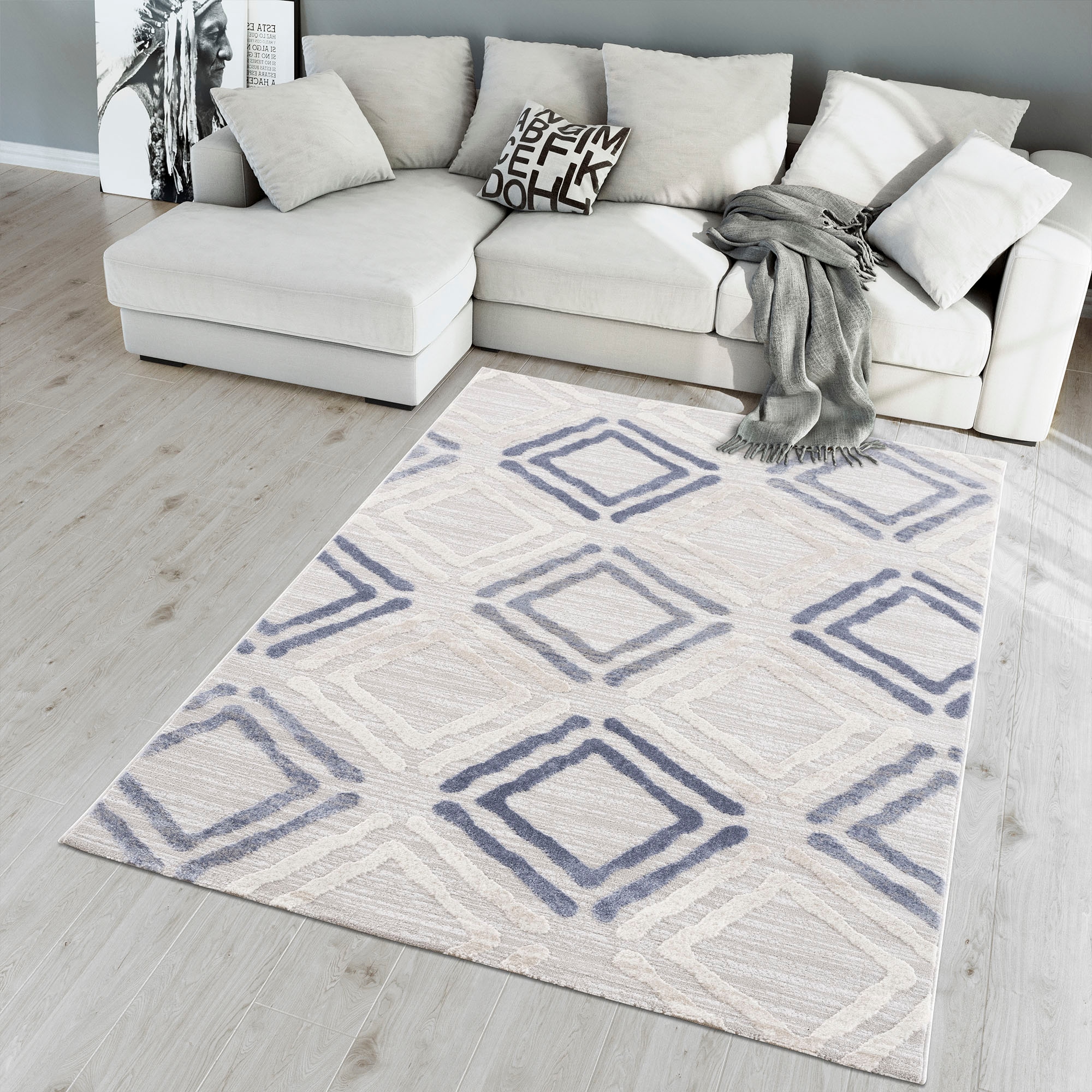 Sanat Teppich »Evra 7006«, rechteckig, 22 mm Höhe, Wohnzimmer, Kurzflor, mo günstig online kaufen