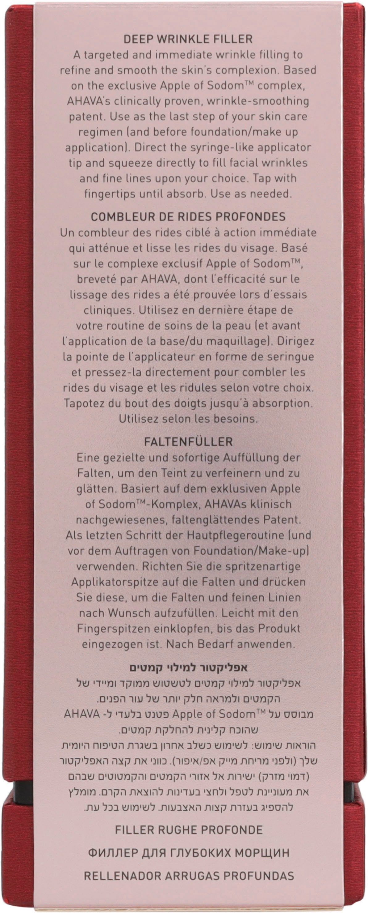 AHAVA Gesichtspflege »Apple Of Sodom Deep Wrinkle Filler«, Glättet die Haut und sorgt für Rückgang von kleinen Fältchen.