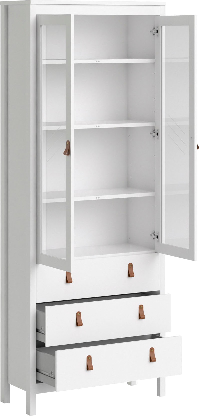 Home affaire Vitrine »Madrid, Glasvitrine Vitrinenschrank Ausstellung Sammelvitrine«, mit 2 Glastüren und 3 Schubladen, Breite 78 cm