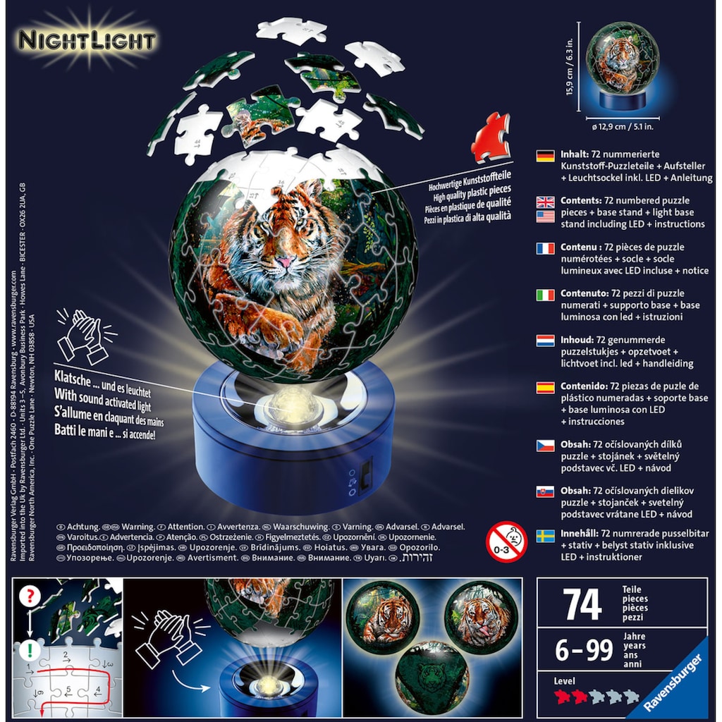 Ravensburger Puzzleball »Nachtlicht Raubkatzen«