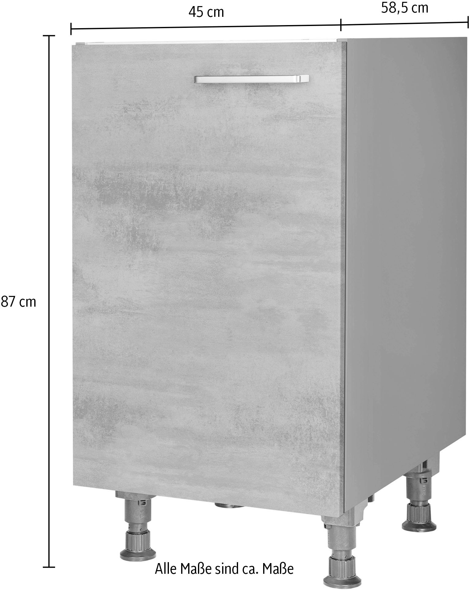 nobilia® Spülenschrank »"Riva", Ausrichtung wählbar, vormontiert, in den Breiten«, 45 und 60 cm, mit höhenverstellbaren Sockelfüßen