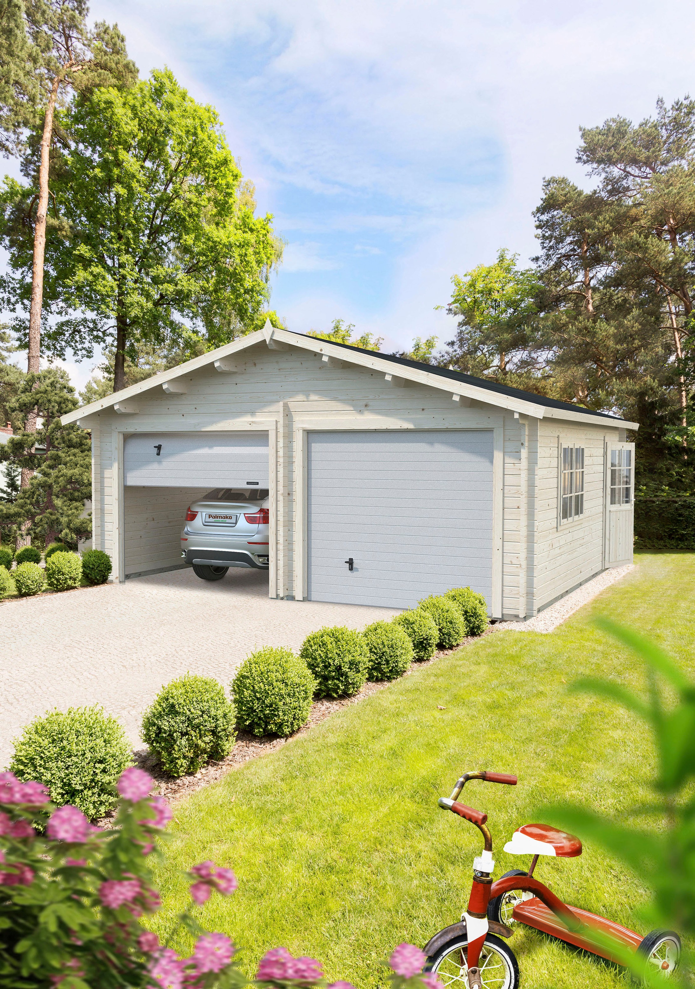 Palmako Garage »Roger«, BxTxH: 629x565x310 cm, mit Sektionaltor, naturbelassen