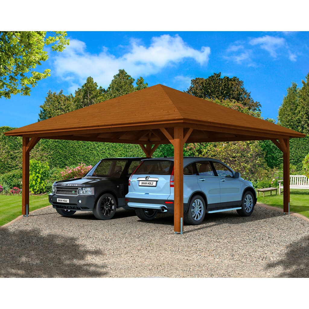 Skanholz Doppelcarport »Taunus«, Leimholz-Nordisches Fichtenholz, 530 cm, braun