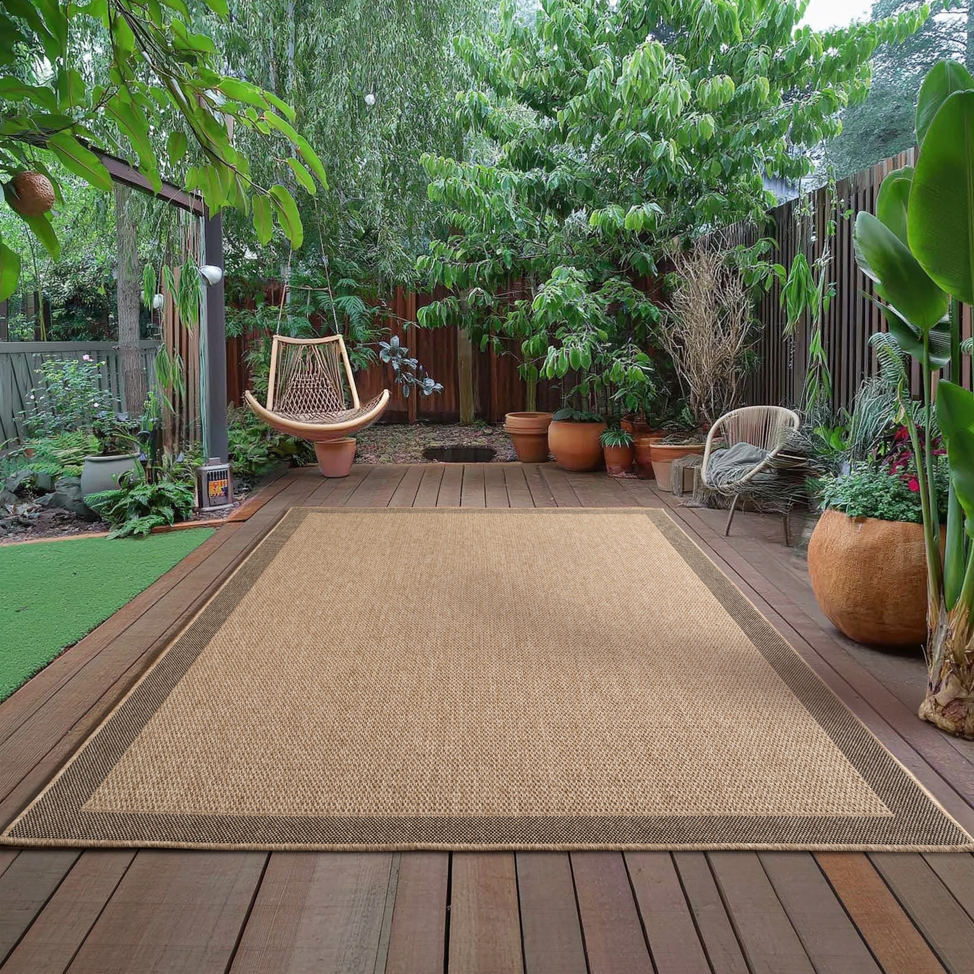 Ayyildiz Teppiche Outdoorteppich »TIMBER 1402«, rechteckig, 5 mm Höhe, In und Outdoor, Jute Sisal Optik, Wohnzimmer, Aussenbereich