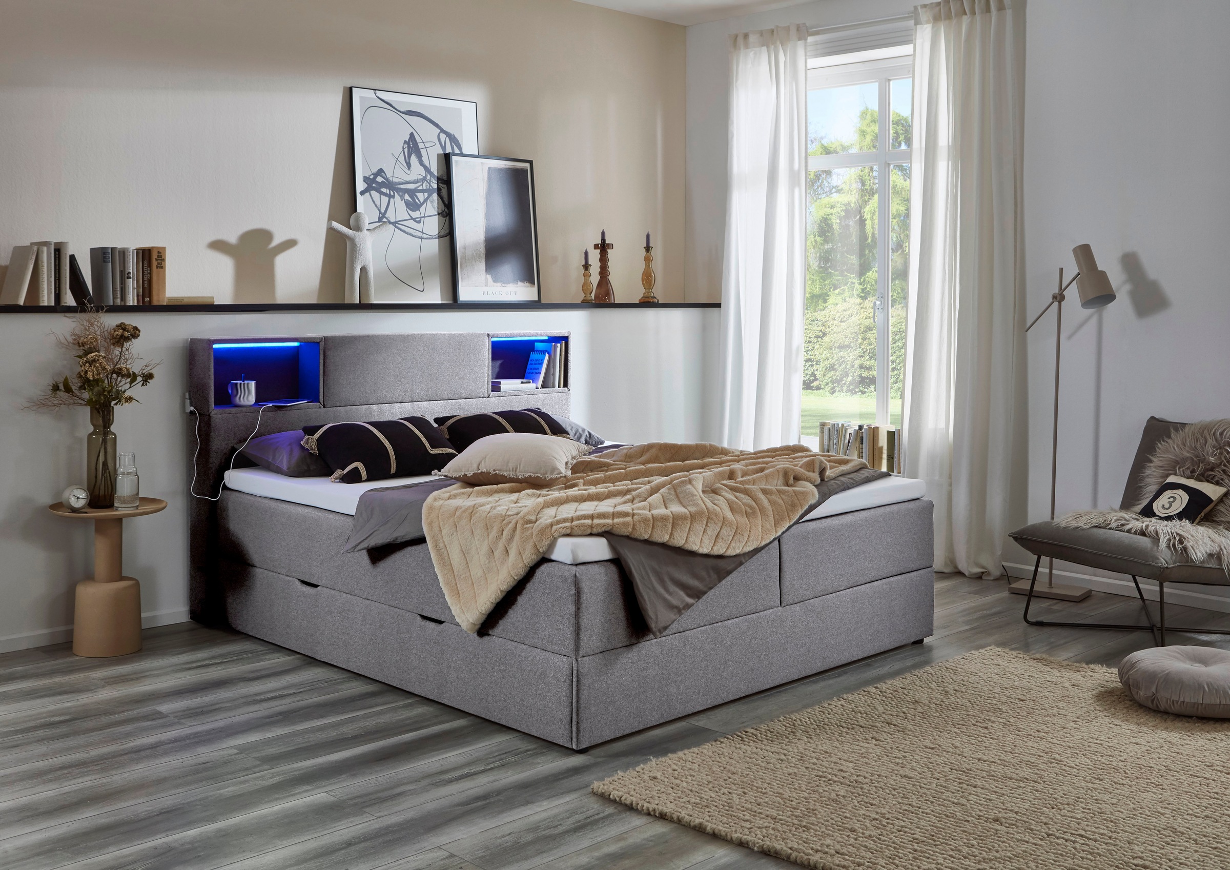 meise.möbel Boxspringbett »Caja mit Bettkasten und Topper«, mit LED ausgest günstig online kaufen