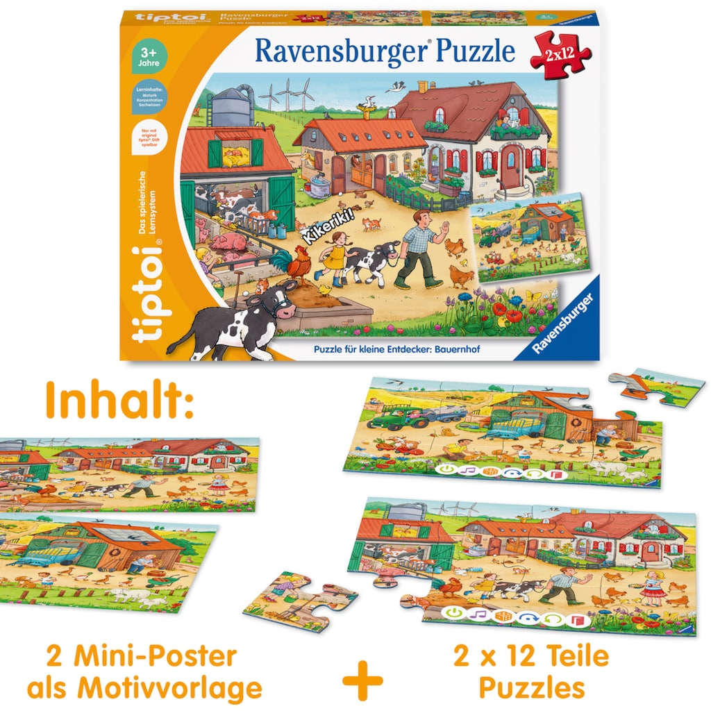 Ravensburger Puzzle »tiptoi® Puzzle für kleine Entdecker: Bauernhof«